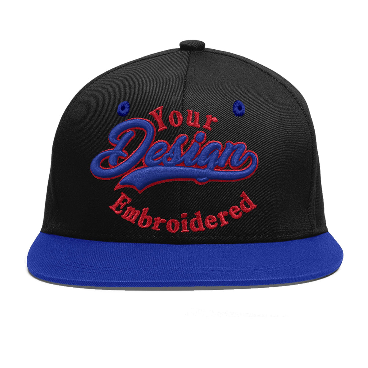Custom Black Royal Blue 3D Puff Embroidery Flat Embroidery Casual Sport Baseball Cap