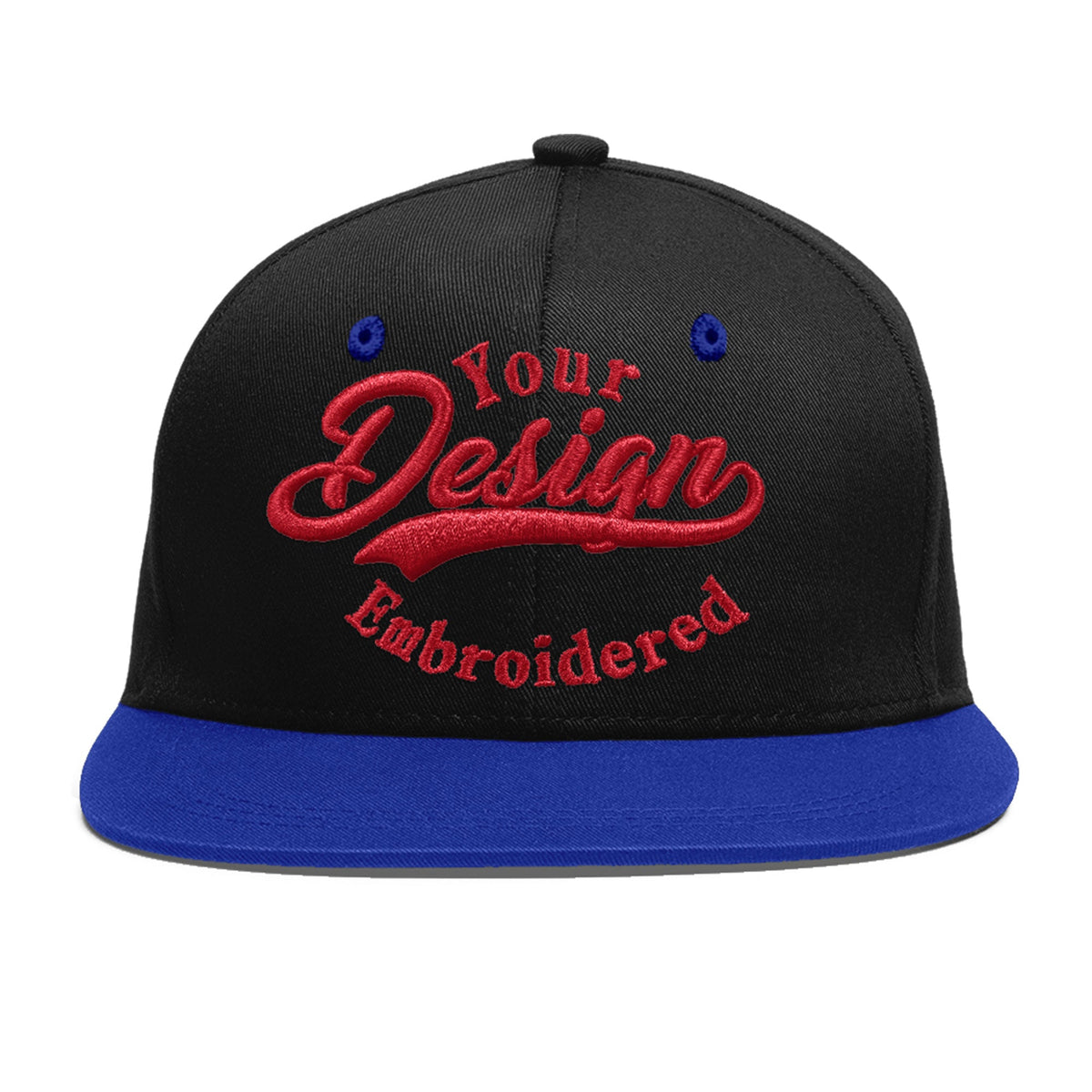 Custom Black Royal Blue 3D Puff Embroidery Flat Embroidery Casual Sport Baseball Cap