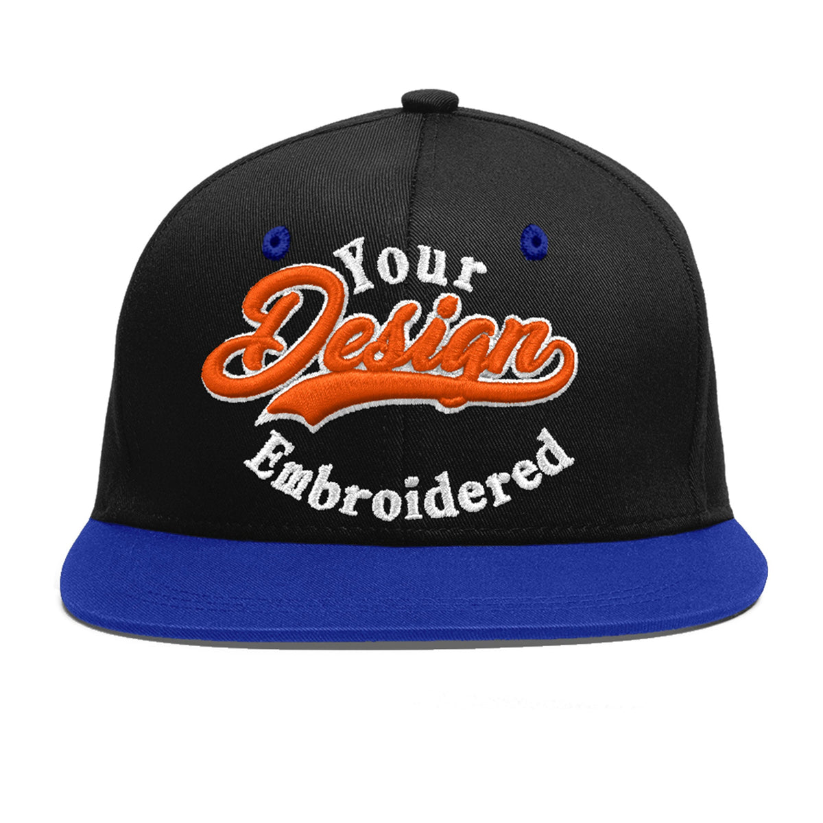 Custom Black Royal Blue 3D Puff Embroidery Flat Embroidery Casual Sport Baseball Cap
