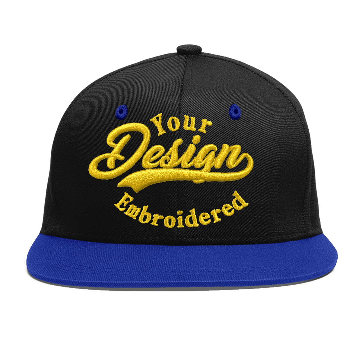 Custom Black Royal Blue 3D Puff Embroidery Flat Embroidery Casual Sport Baseball Cap