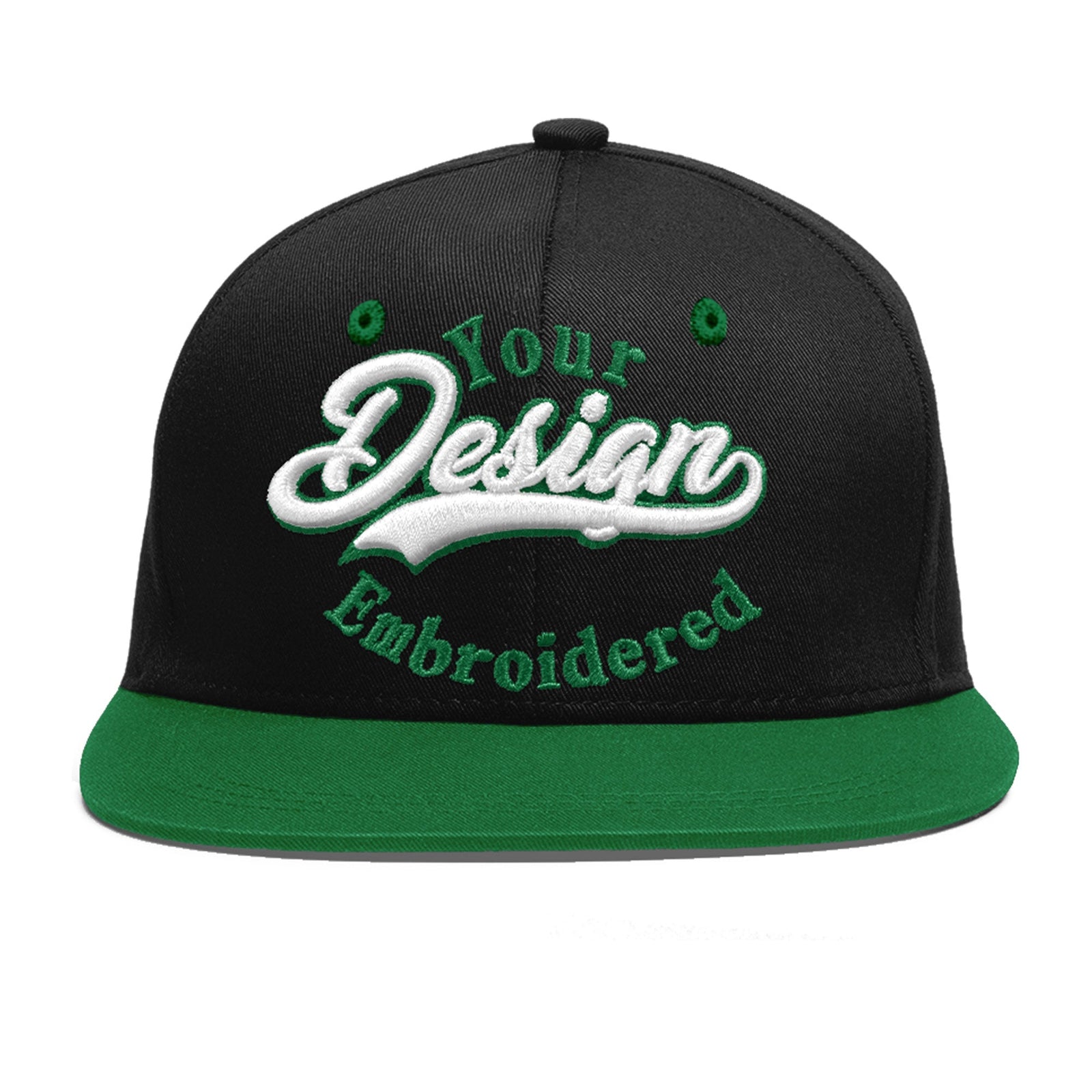 Custom Black Kelly Green 3D Puff Embroidery Flat Embroidery Casual Sport Baseball Cap