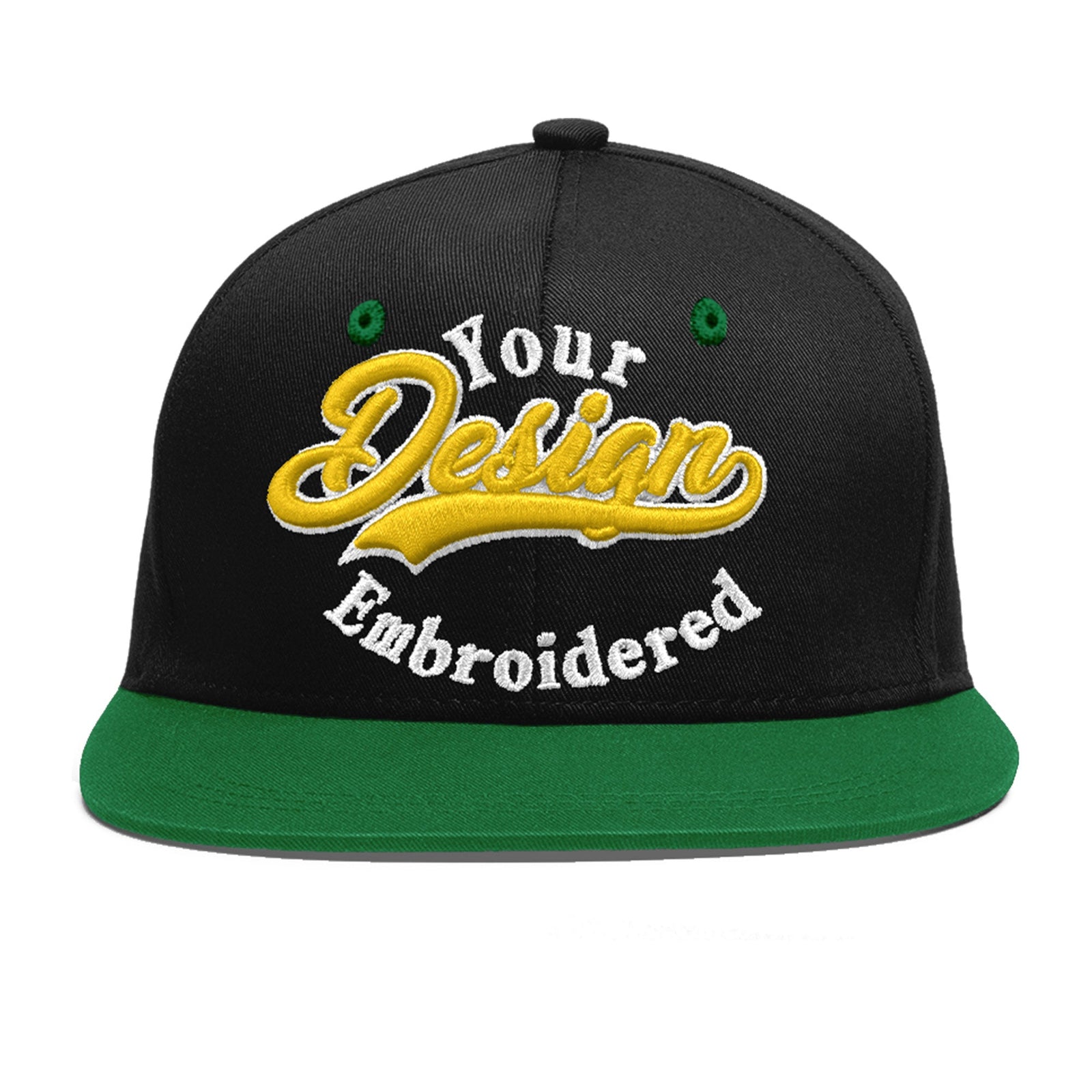 Custom Black Kelly Green 3D Puff Embroidery Flat Embroidery Casual Sport Baseball Cap