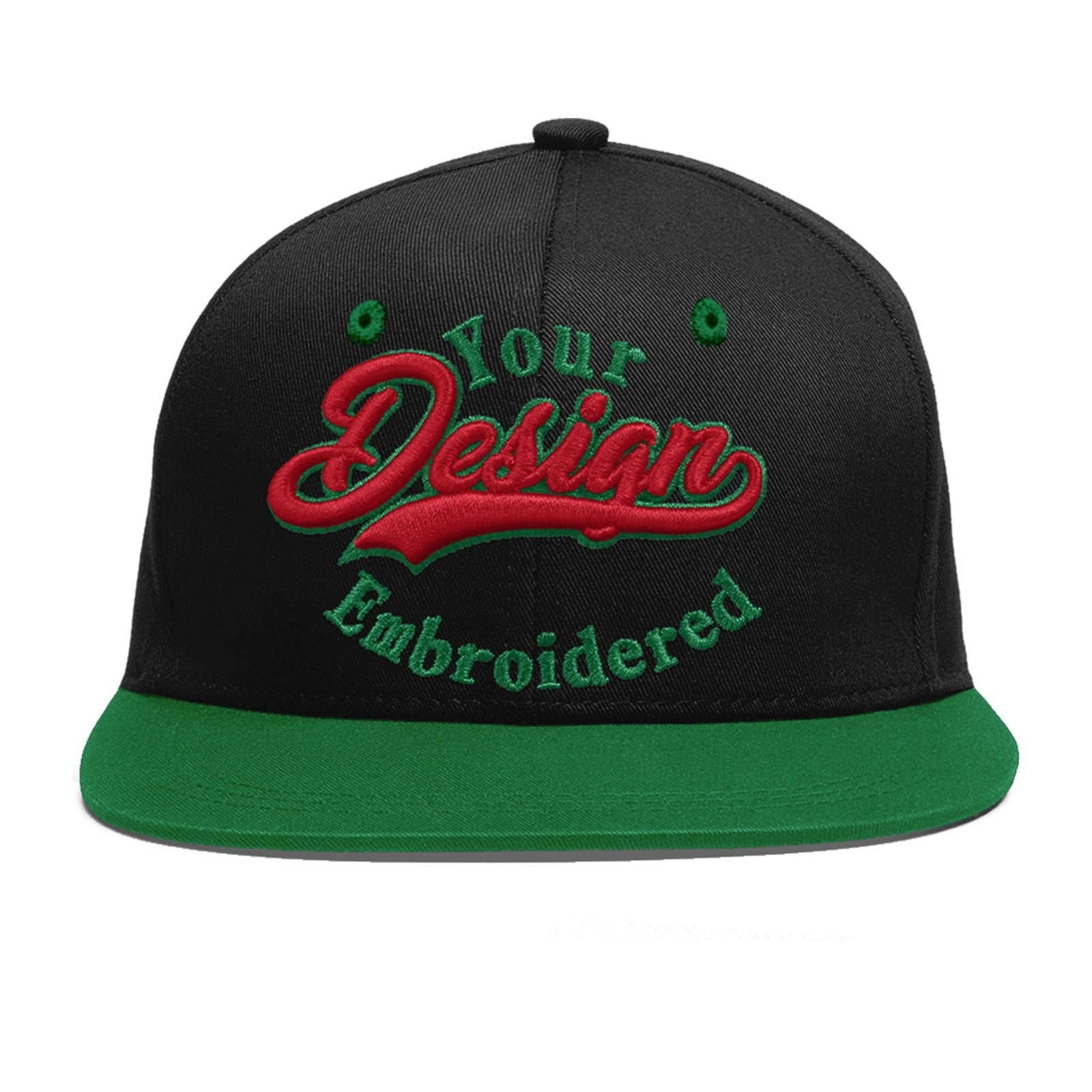 Custom Black Kelly Green 3D Puff Embroidery Flat Embroidery Casual Sport Baseball Cap