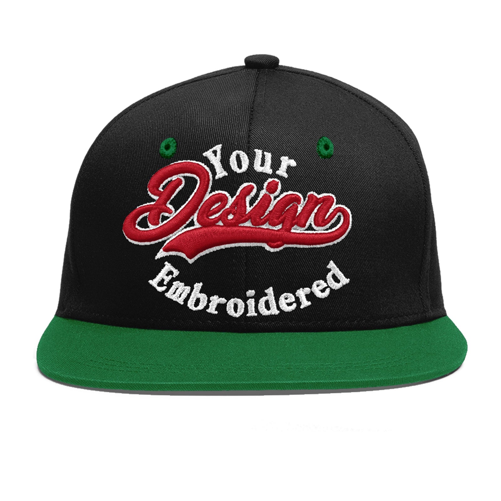 Custom Black Kelly Green 3D Puff Embroidery Flat Embroidery Casual Sport Baseball Cap
