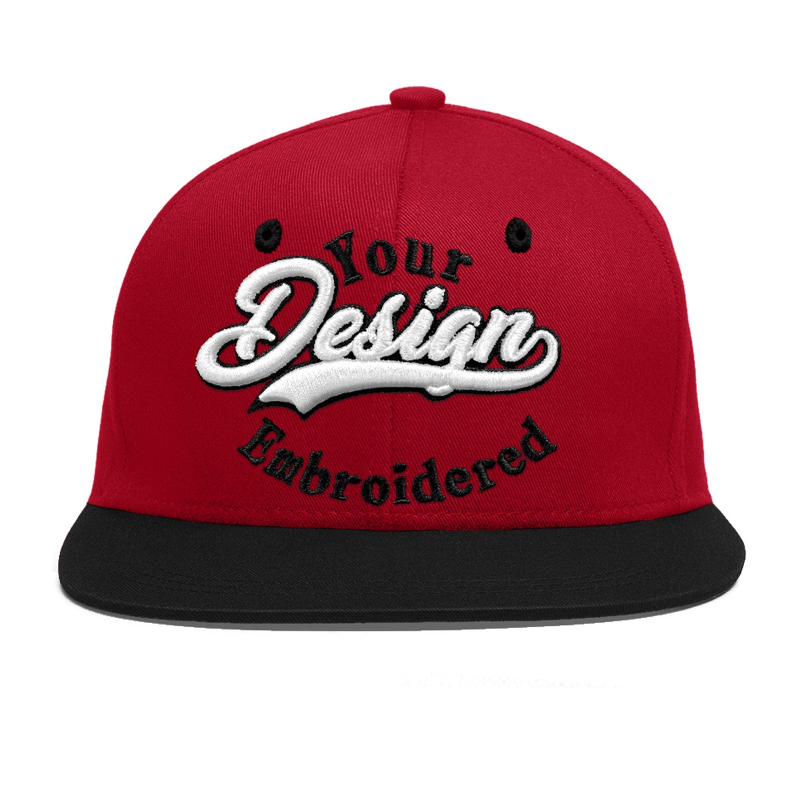 Custom Red Black 3D Puff Embroidery Flat Embroidery Casual Sport Baseball Cap