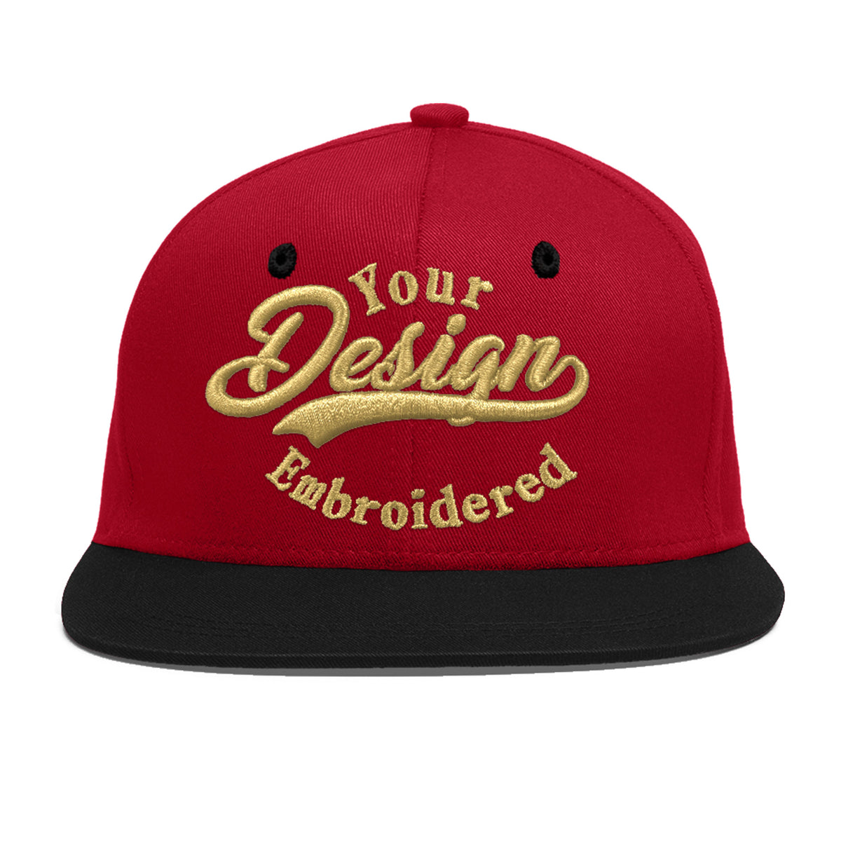 Custom Red Black 3D Puff Embroidery Flat Embroidery Casual Sport Baseball Cap