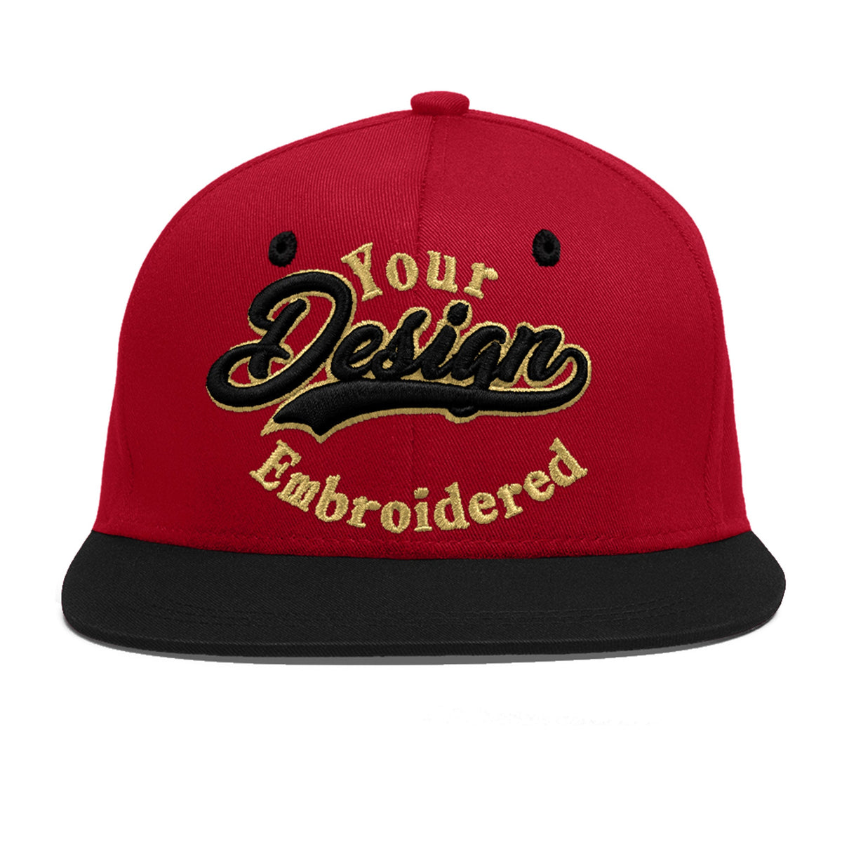 Custom Red Black 3D Puff Embroidery Flat Embroidery Casual Sport Baseball Cap