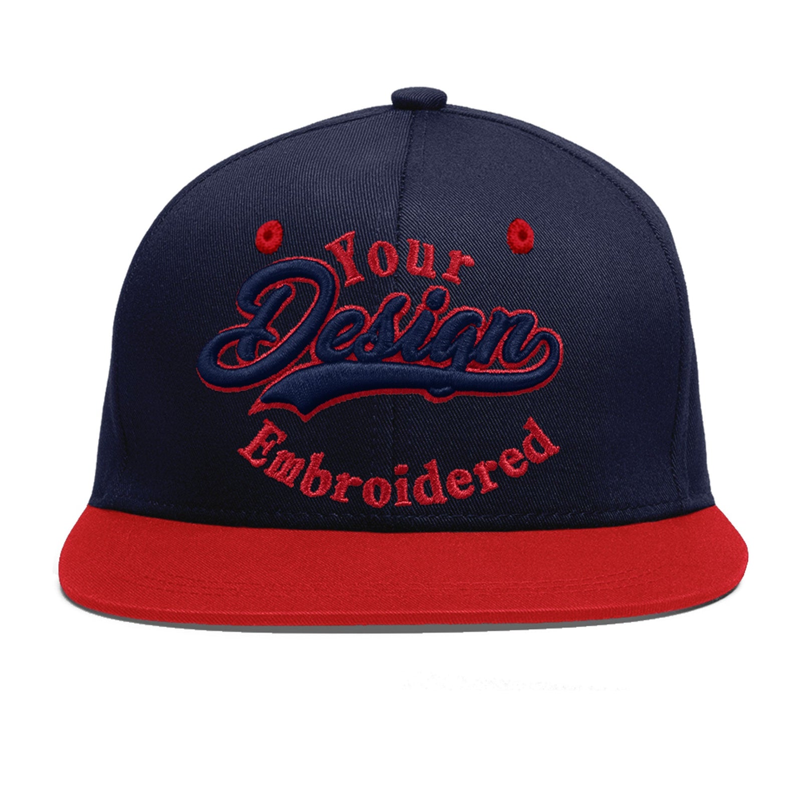 Custom Navy Red 3D Puff Embroidery Flat Embroidery Casual Sport Baseball Cap