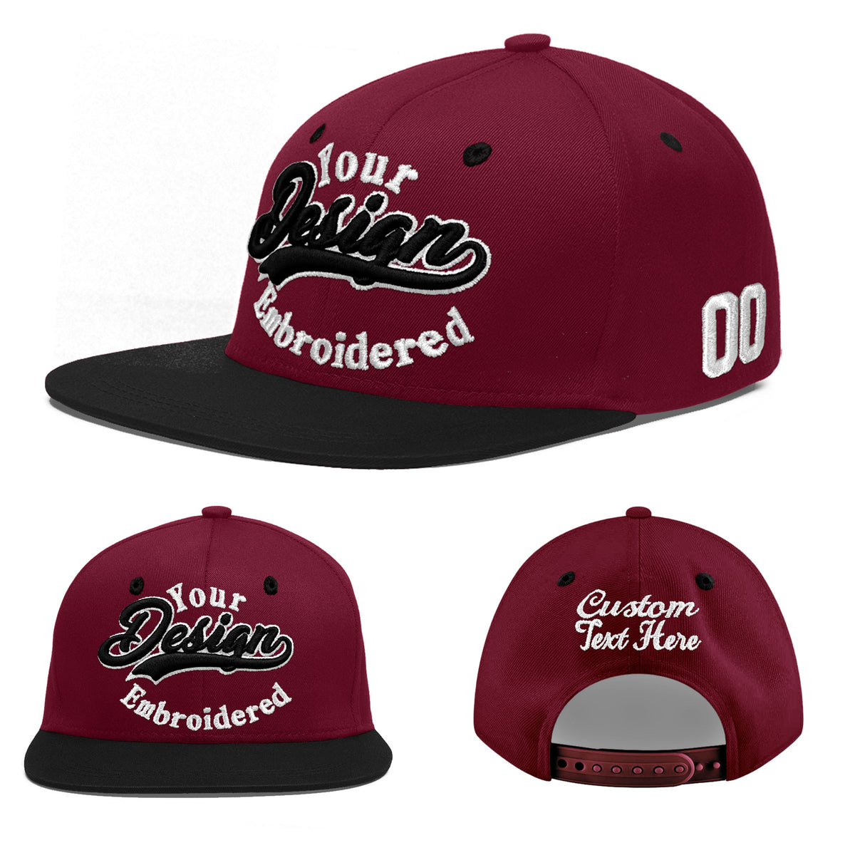 Custom Navy Orange 3D Puff Embroidery Flat Embroidery Casual Sport Baseball Cap