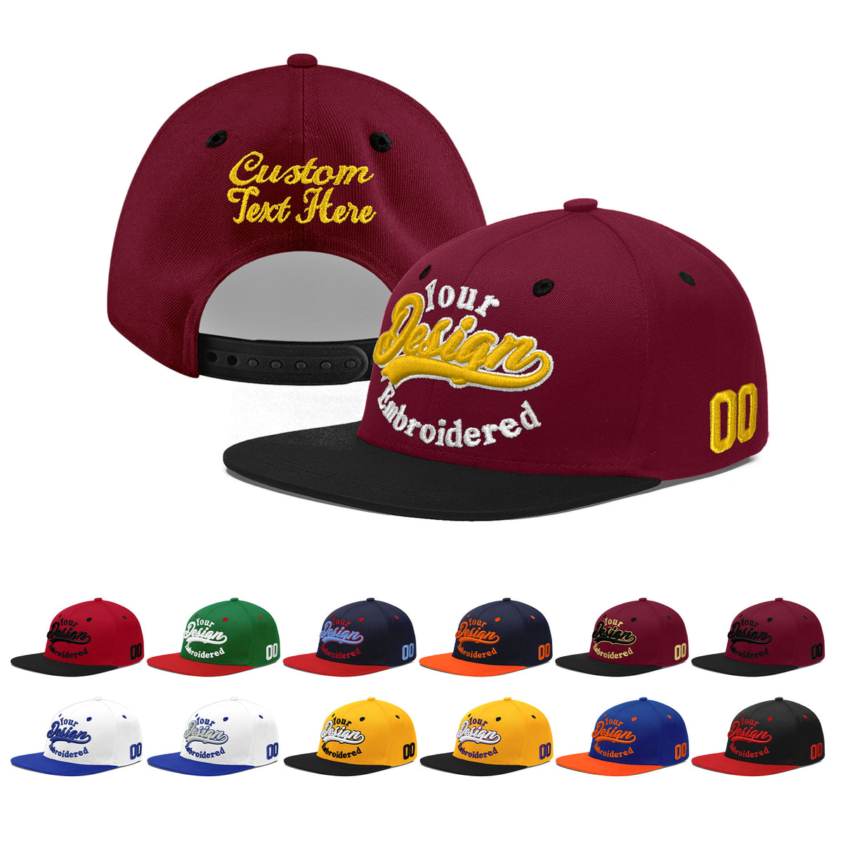 Custom Navy Orange 3D Puff Embroidery Flat Embroidery Casual Sport Baseball Cap