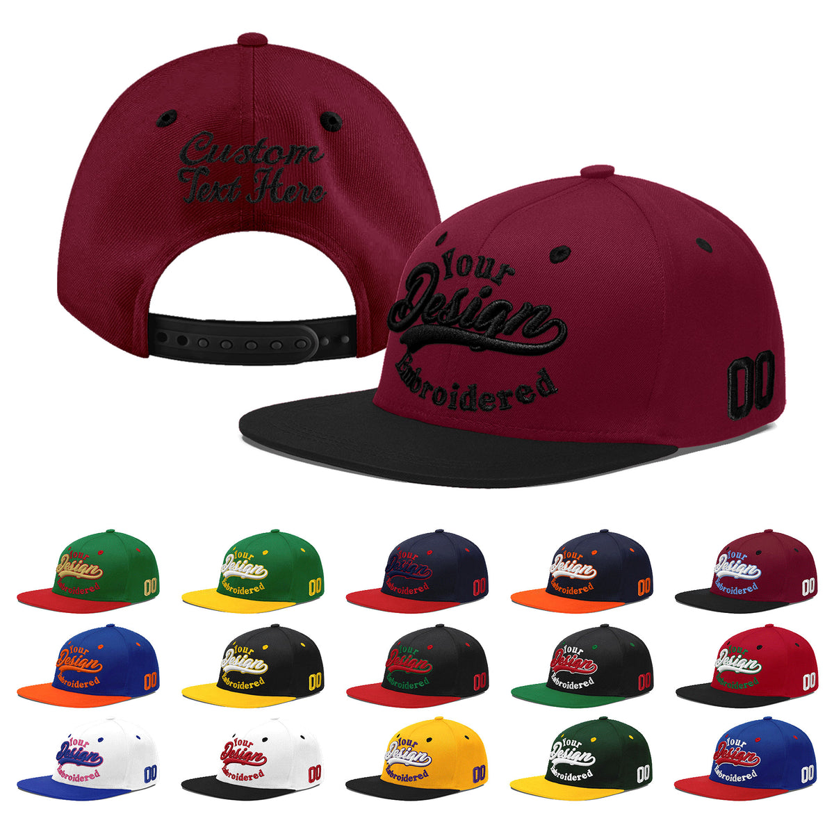 Custom Navy Orange 3D Puff Embroidery Flat Embroidery Casual Sport Baseball Cap