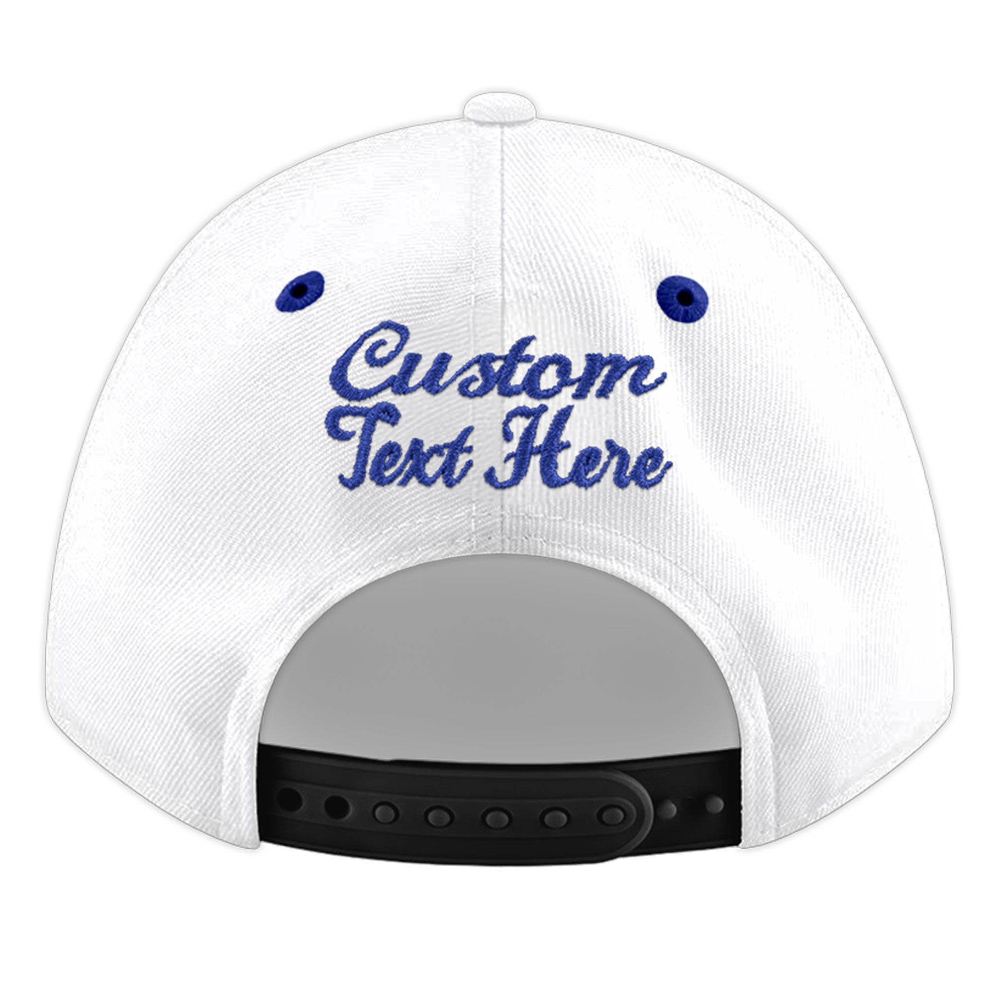 Custom White Royal Blue 127D Puff Embroidery Flat Embroidery Casual Sport Baseball Cap