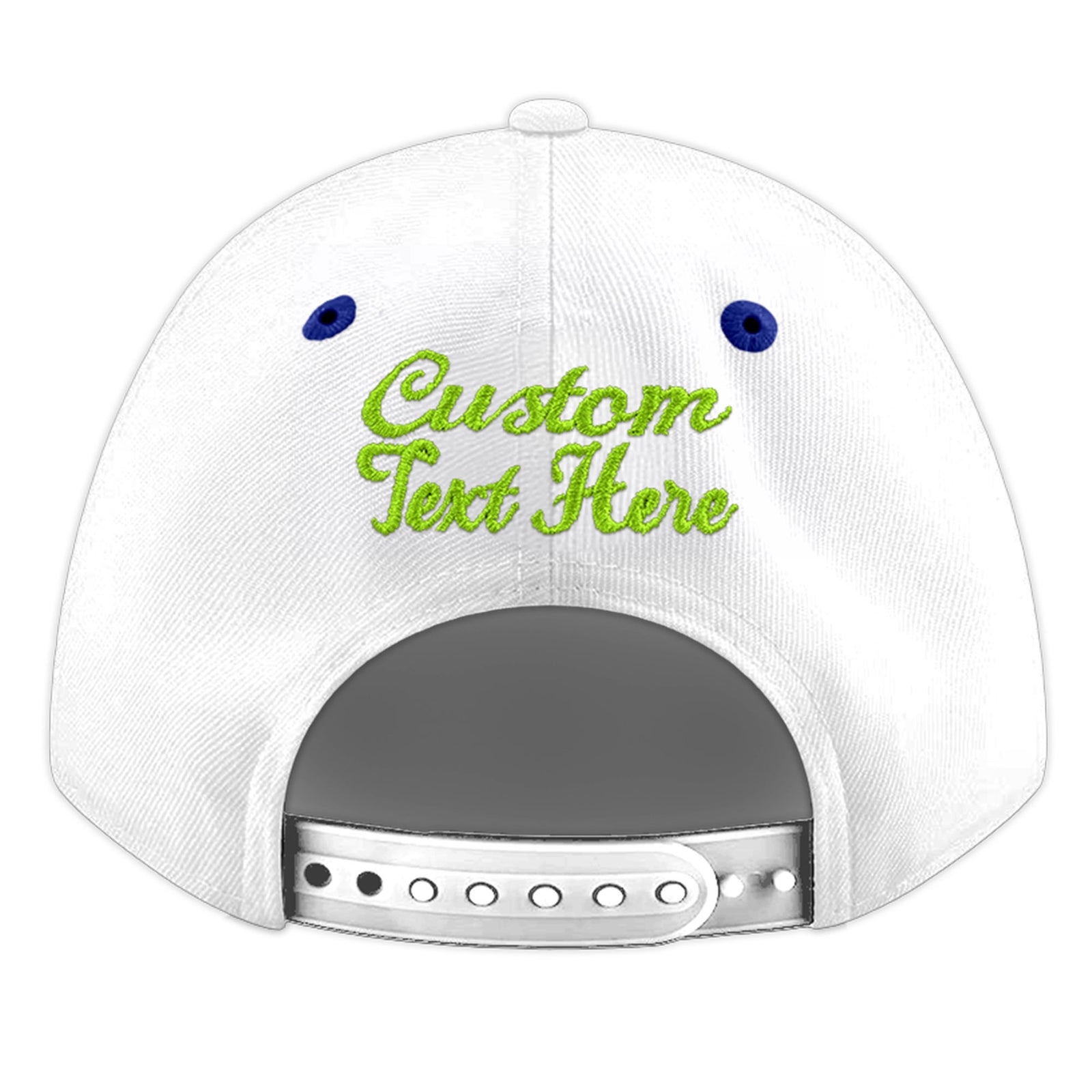 Custom White Royal Blue 127D Puff Embroidery Flat Embroidery Casual Sport Baseball Cap