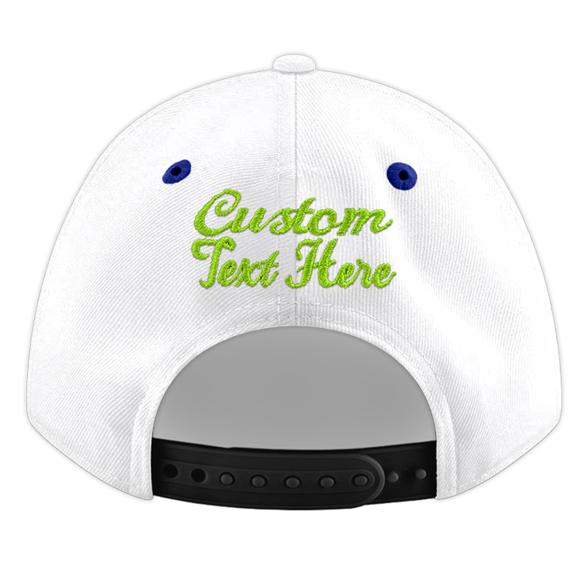 Custom White Royal Blue 127D Puff Embroidery Flat Embroidery Casual Sport Baseball Cap