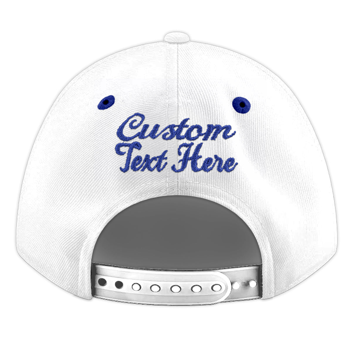 Custom White Royal Blue 135D Puff Embroidery Flat Embroidery Casual Sport Baseball Cap