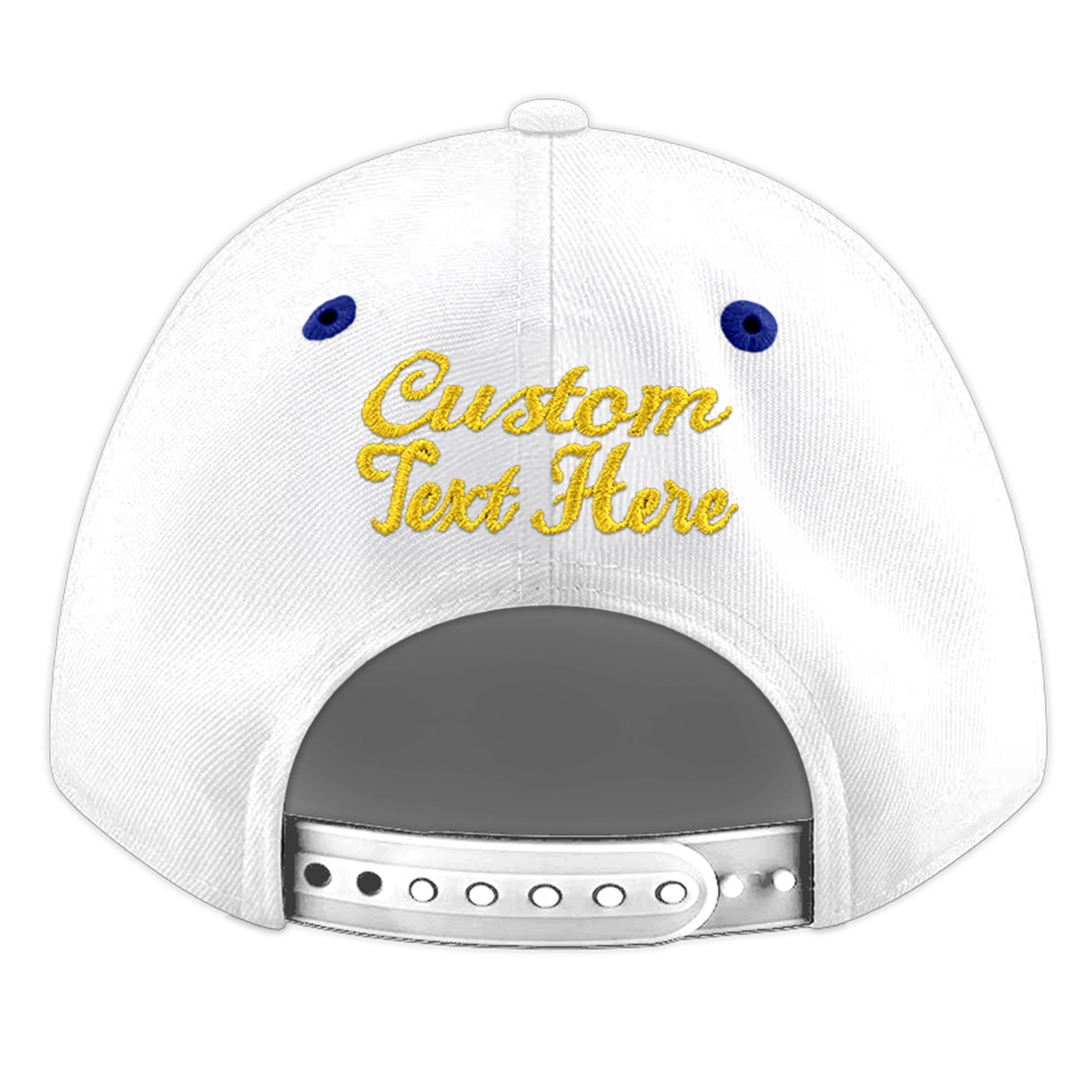 Custom White Royal Blue 143D Puff Embroidery Flat Embroidery Casual Sport Baseball Cap