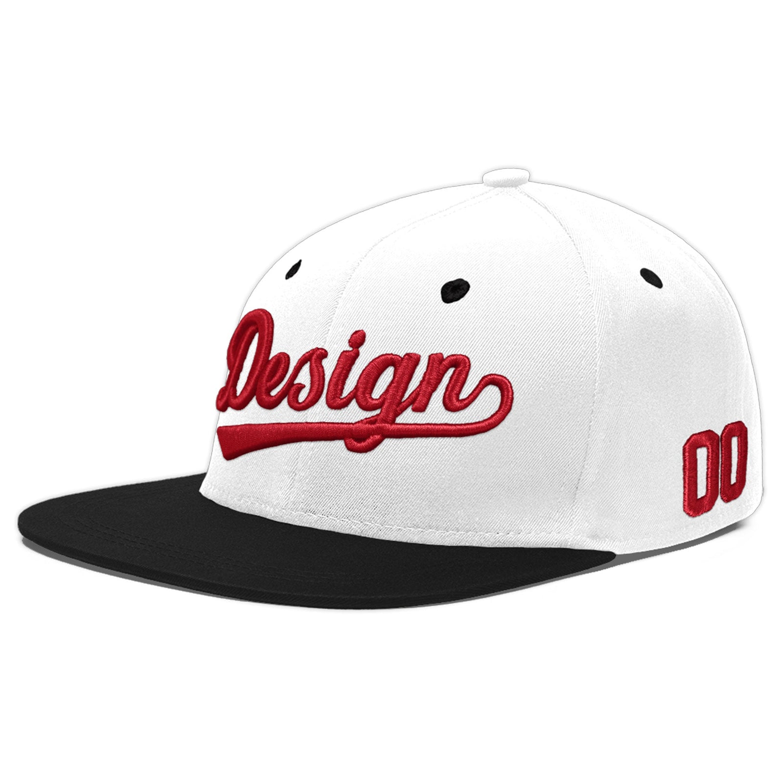 Custom White Black 3D Puff Embroidery Flat Embroidery Casual Sport Baseball Cap