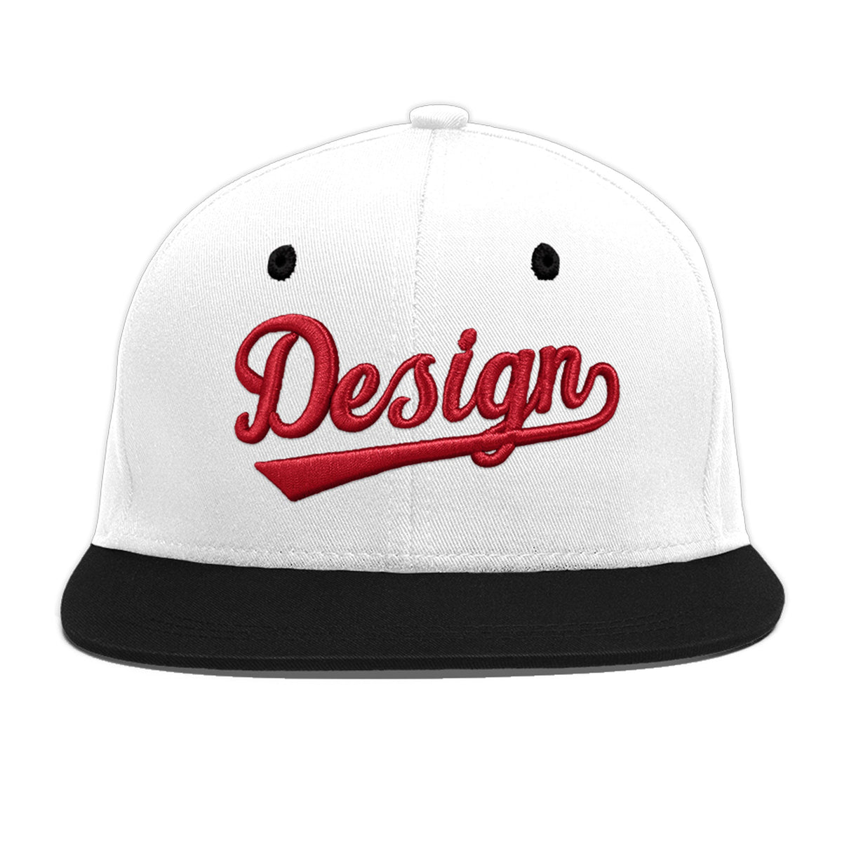 Custom White Black 3D Puff Embroidery Flat Embroidery Casual Sport Baseball Cap