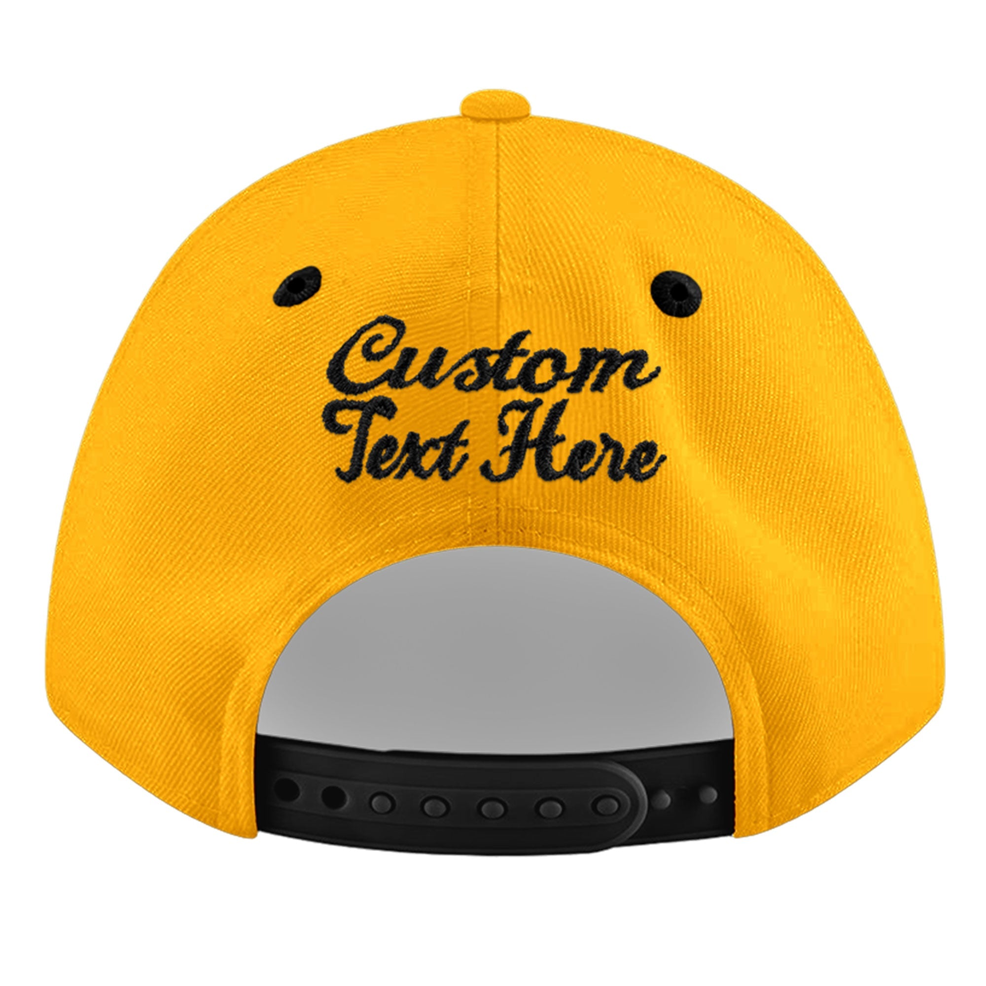 Custom Gold Black 111D Puff Embroidery Flat Embroidery Casual Sport Baseball Cap