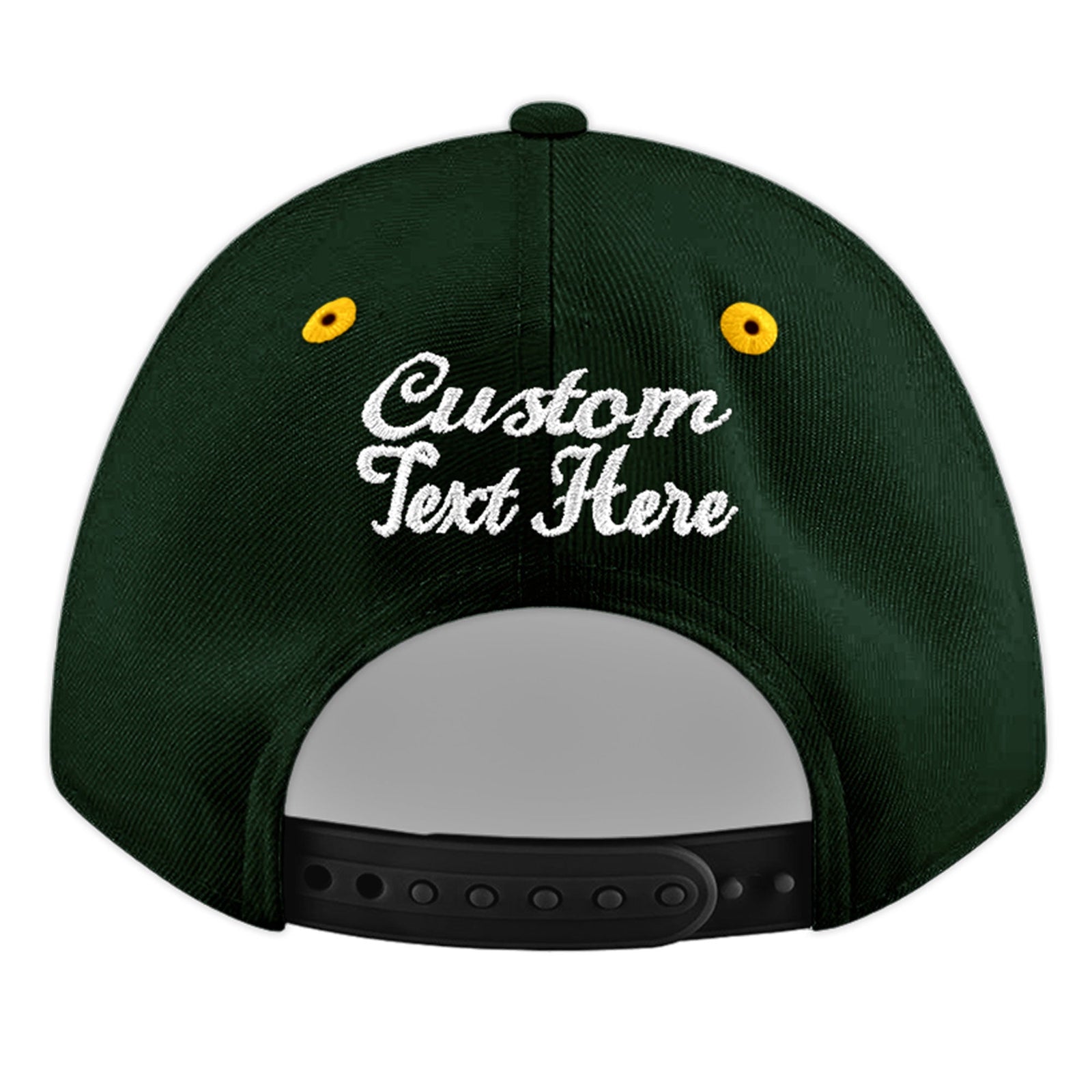 Custom Green Gold 3D Puff Embroidery Flat Embroidery Casual Sport Baseball Cap