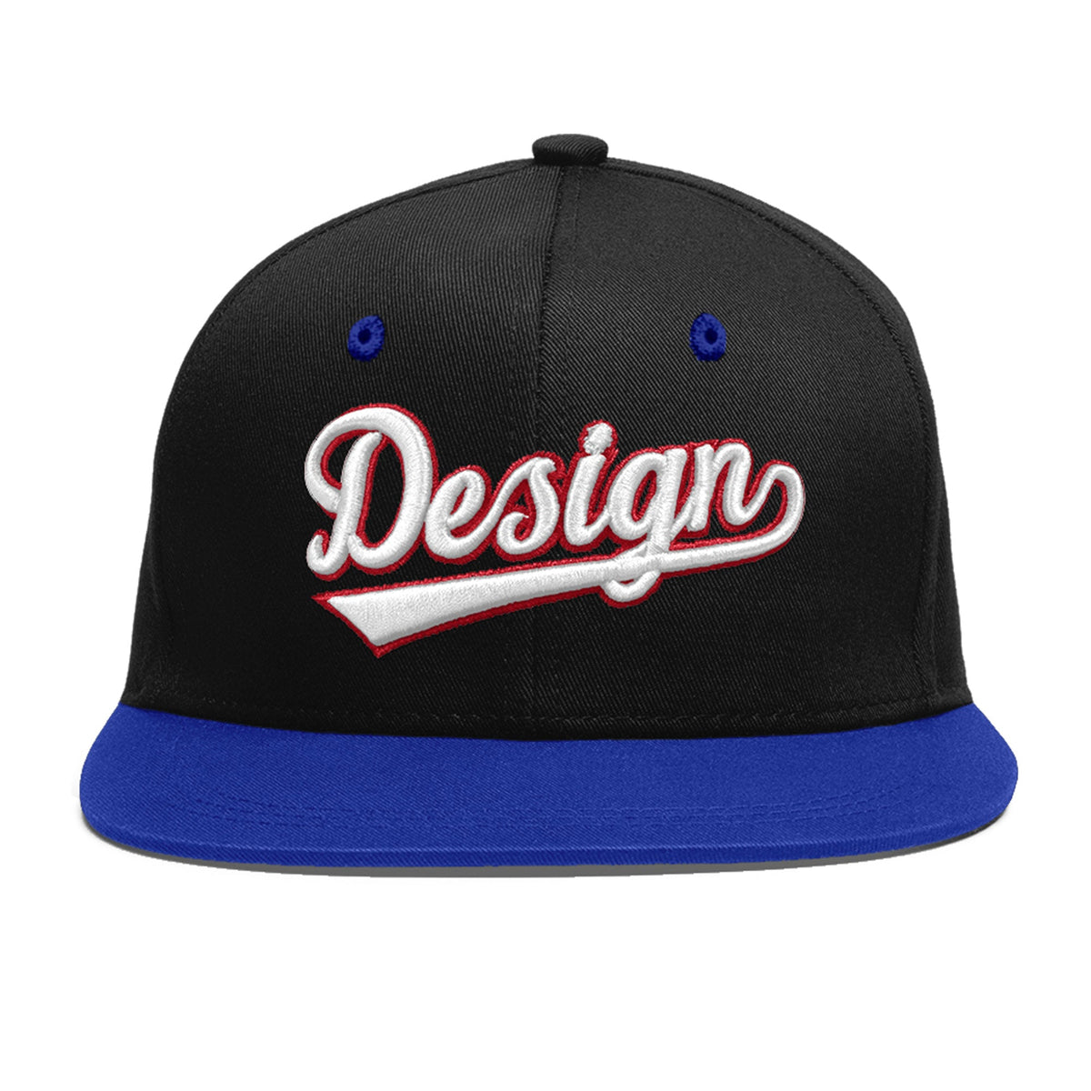 Custom Black Royal Blue 3D Puff Embroidery Flat Embroidery Casual Sport Baseball Cap