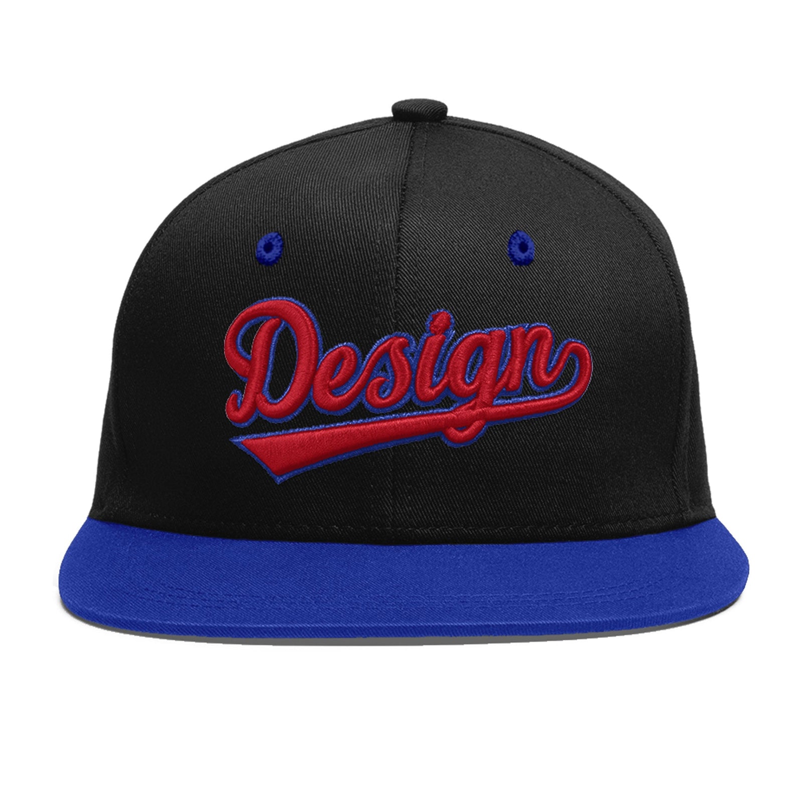 Custom Black Royal Blue 3D Puff Embroidery Flat Embroidery Casual Sport Baseball Cap