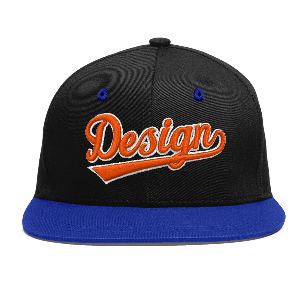 Custom Black Royal Blue 3D Puff Embroidery Flat Embroidery Casual Sport Baseball Cap