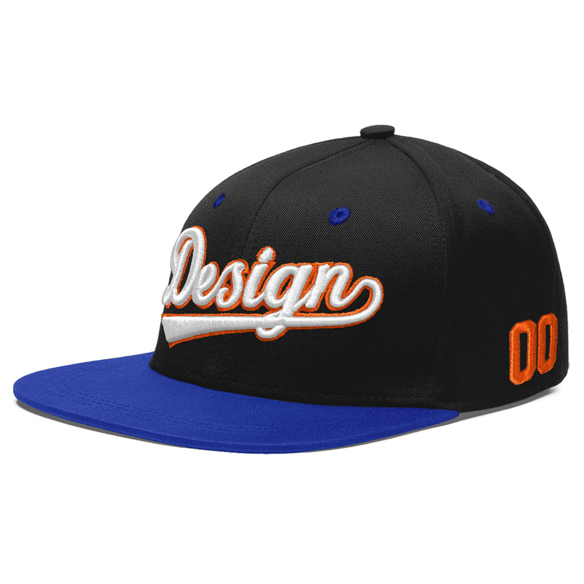 Custom Black Royal Blue 3D Puff Embroidery Flat Embroidery Casual Sport Baseball Cap