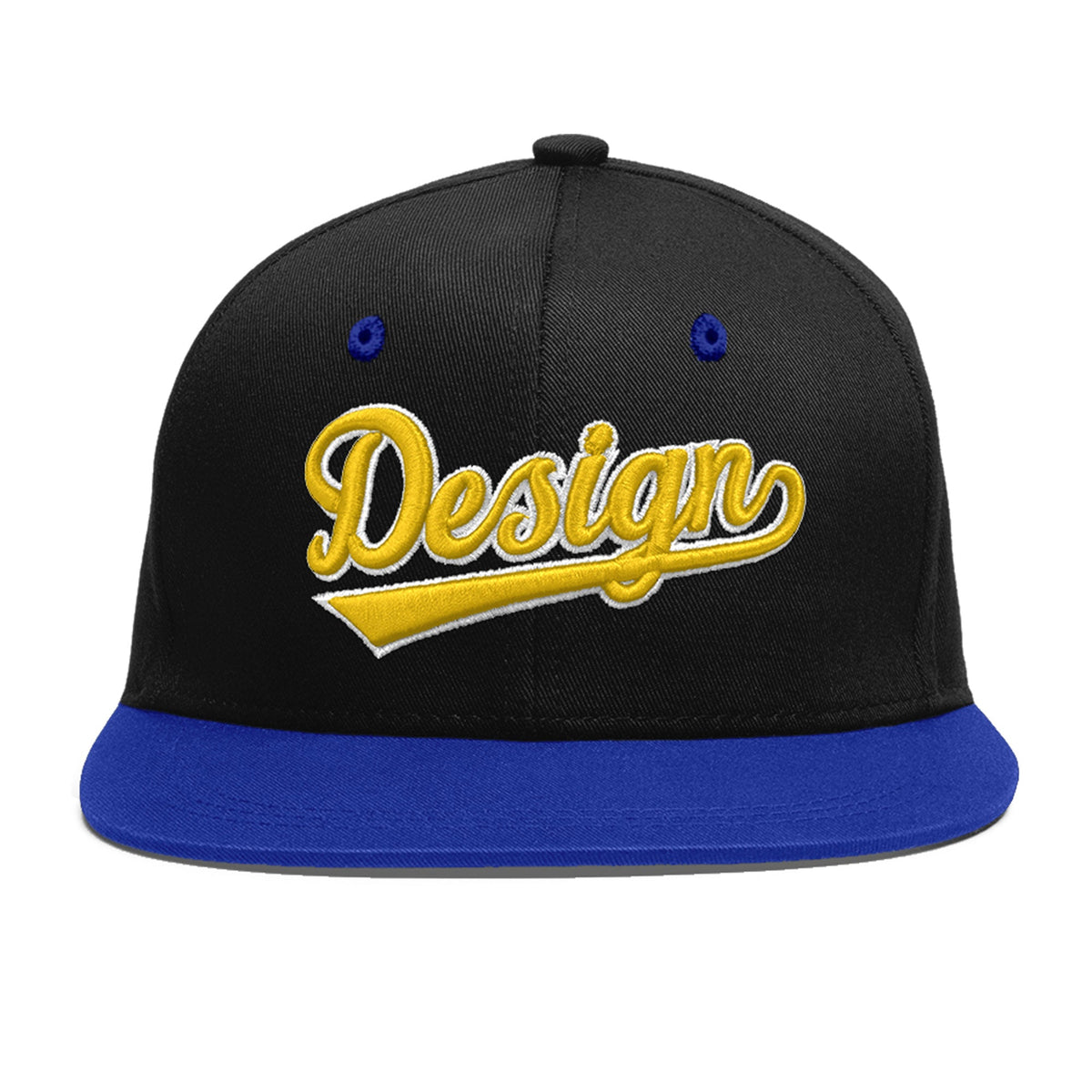 Custom Black Royal Blue 3D Puff Embroidery Flat Embroidery Casual Sport Baseball Cap