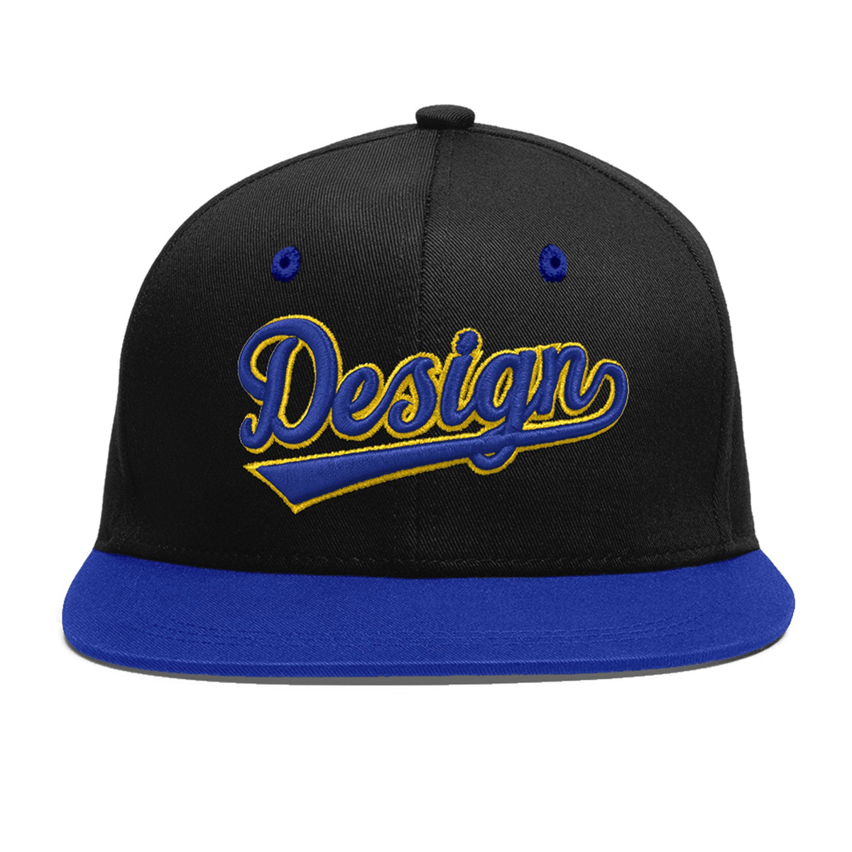 Custom Black Royal Blue 3D Puff Embroidery Flat Embroidery Casual Sport Baseball Cap