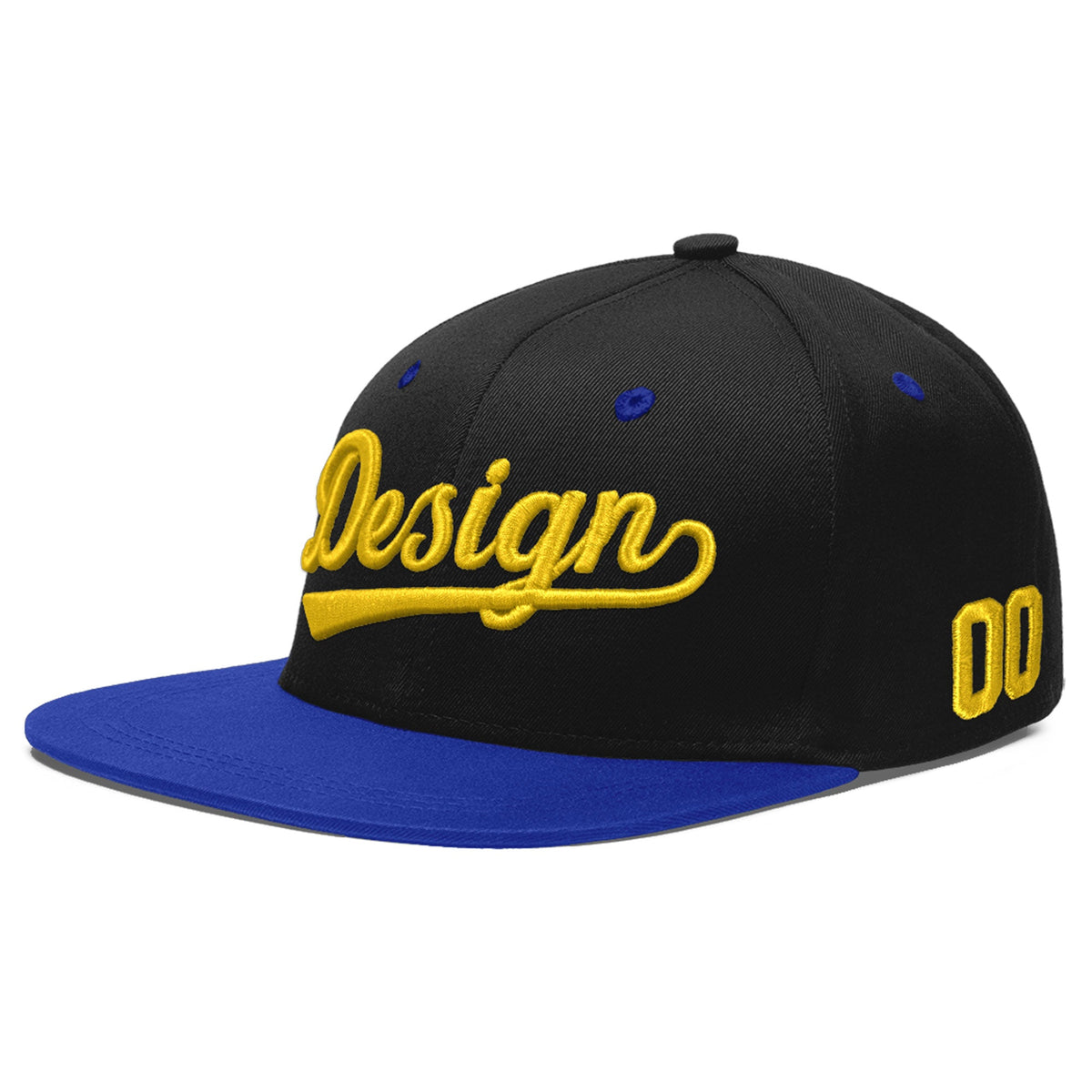 Custom Black Royal Blue 3D Puff Embroidery Flat Embroidery Casual Sport Baseball Cap