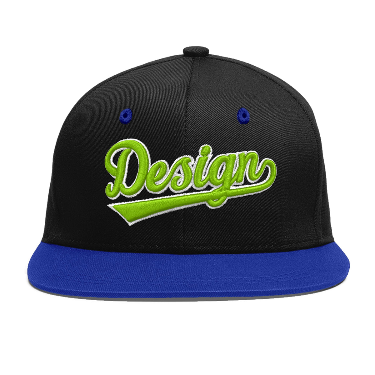 Custom Black Royal Blue 3D Puff Embroidery Flat Embroidery Casual Sport Baseball Cap