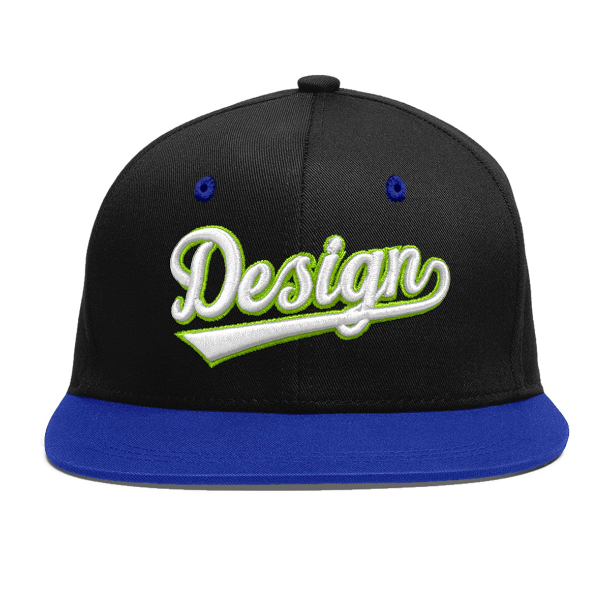 Custom Black Royal Blue 3D Puff Embroidery Flat Embroidery Casual Sport Baseball Cap