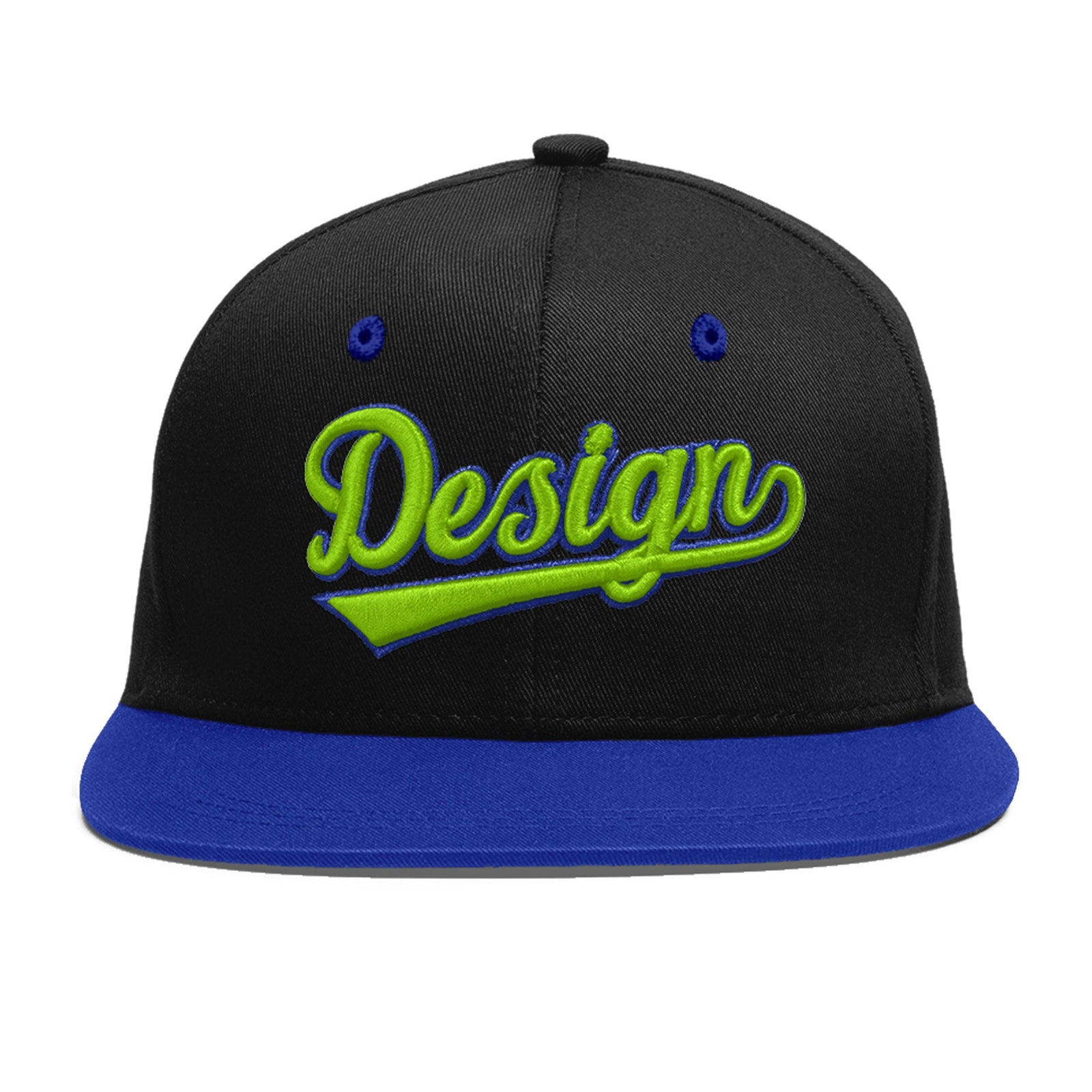 Custom Black Royal Blue 3D Puff Embroidery Flat Embroidery Casual Sport Baseball Cap