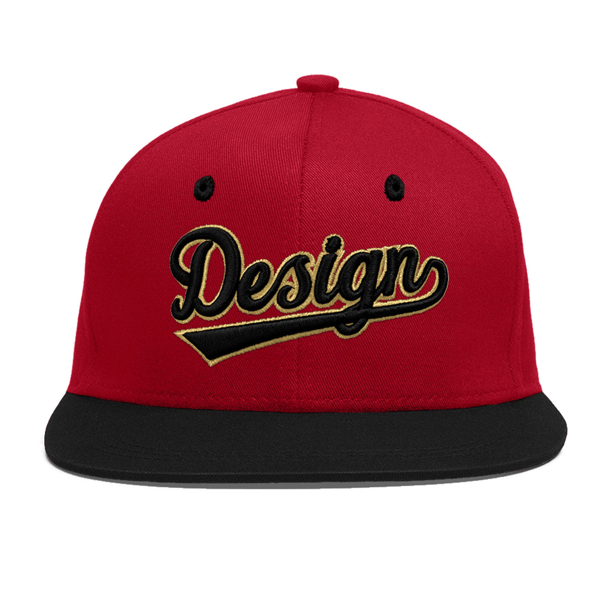Custom Red Black 3D Puff Embroidery Flat Embroidery Casual Sport Baseball Cap