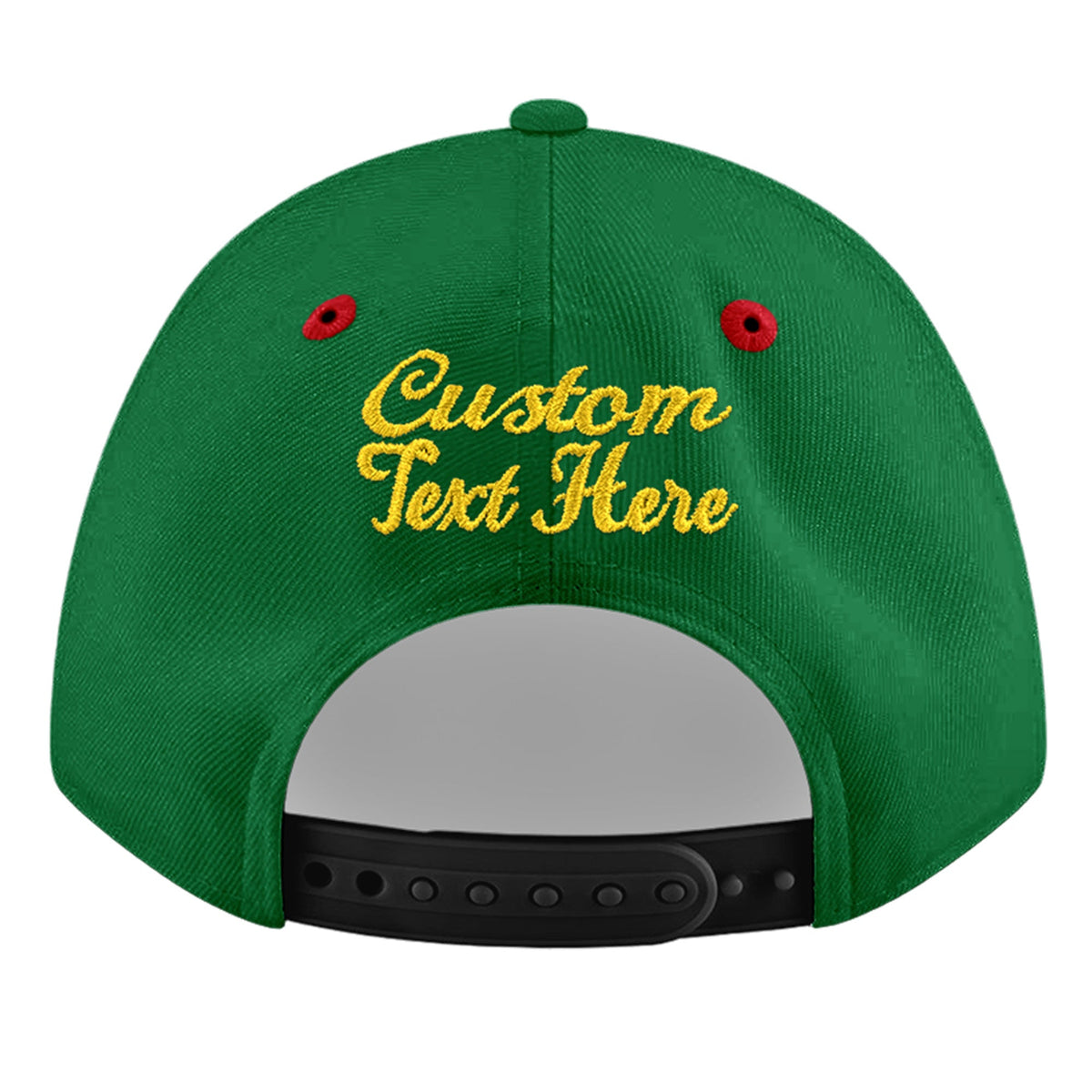 Custom Kelly Green Red 3D Puff Embroidery Flat Embroidery Casual Sport Baseball Cap