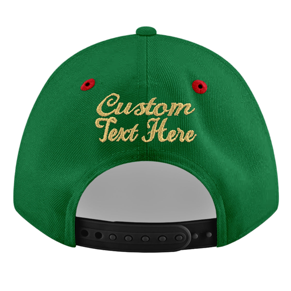 Custom Kelly Green Red 3D Puff Embroidery Flat Embroidery Casual Sport Baseball Cap
