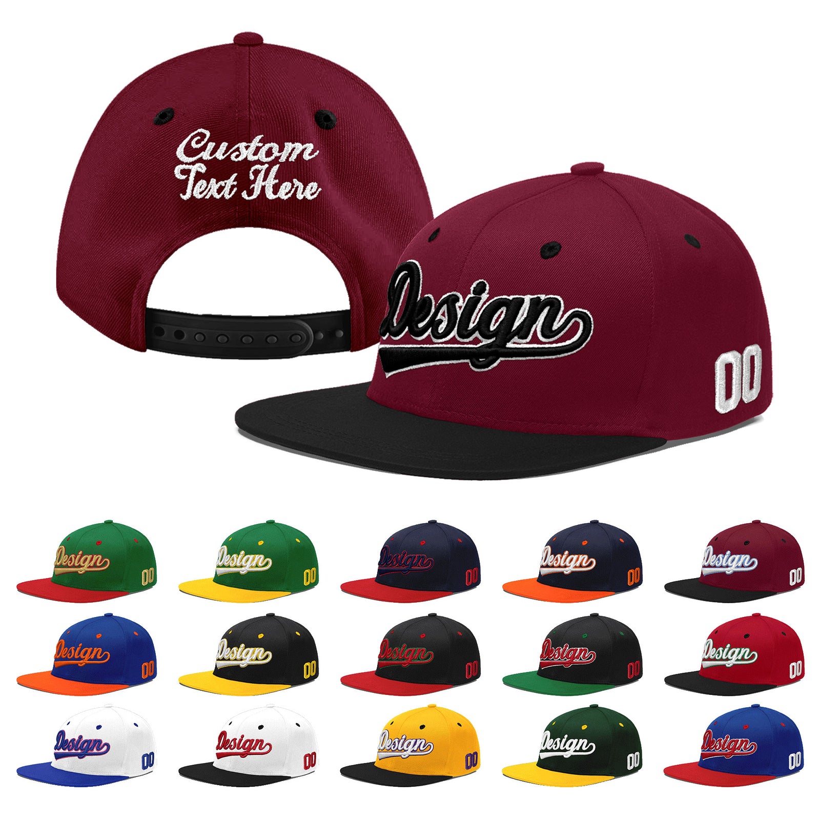 Custom Navy Orange 3D Puff Embroidery Flat Embroidery Casual Sport Baseball Cap
