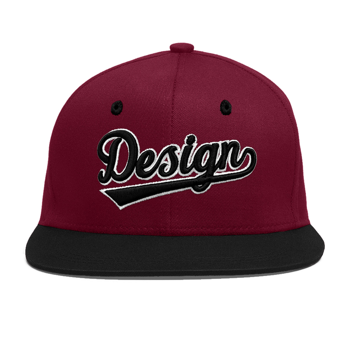 Custom Navy Orange 3D Puff Embroidery Flat Embroidery Casual Sport Baseball Cap