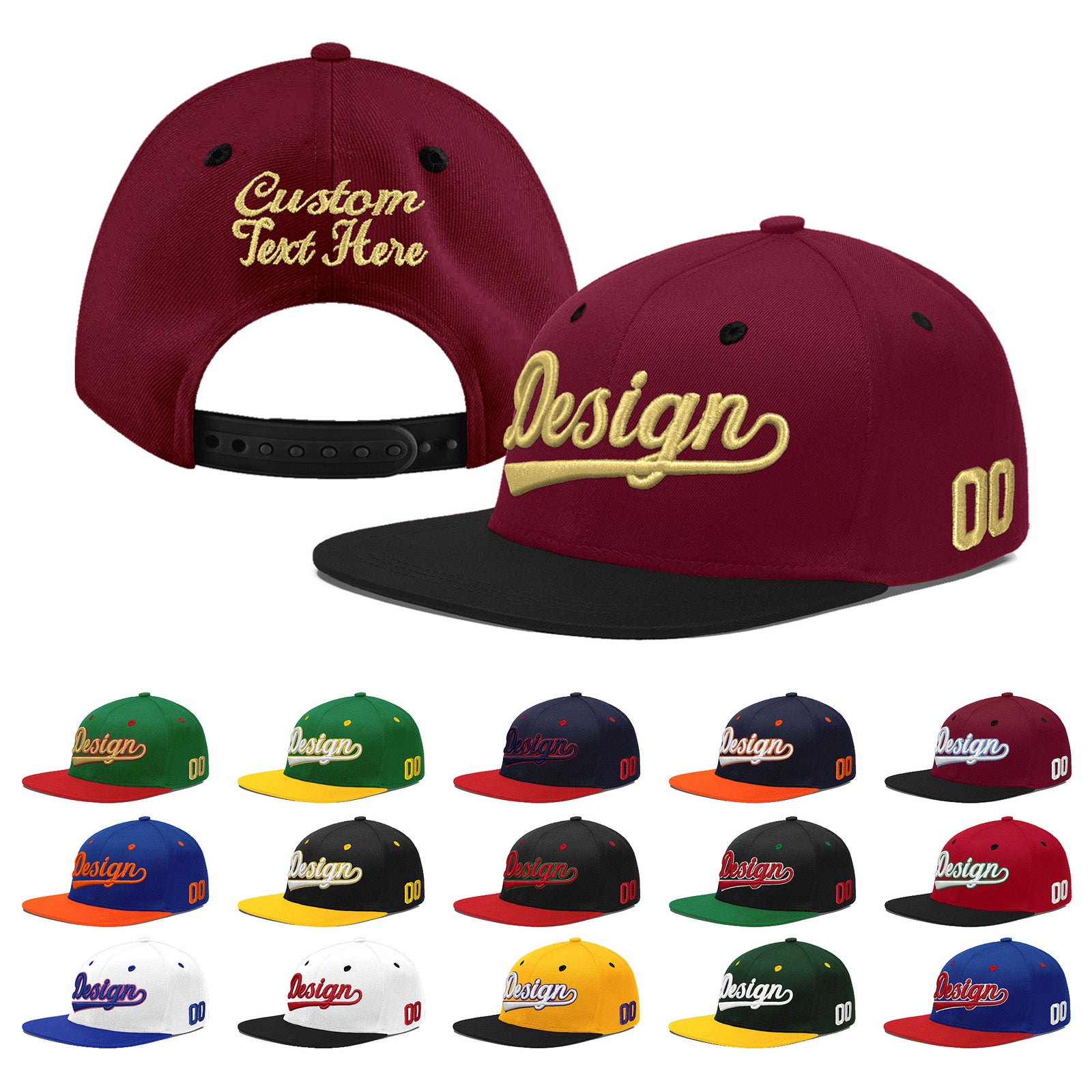 Custom Navy Orange 3D Puff Embroidery Flat Embroidery Casual Sport Baseball Cap