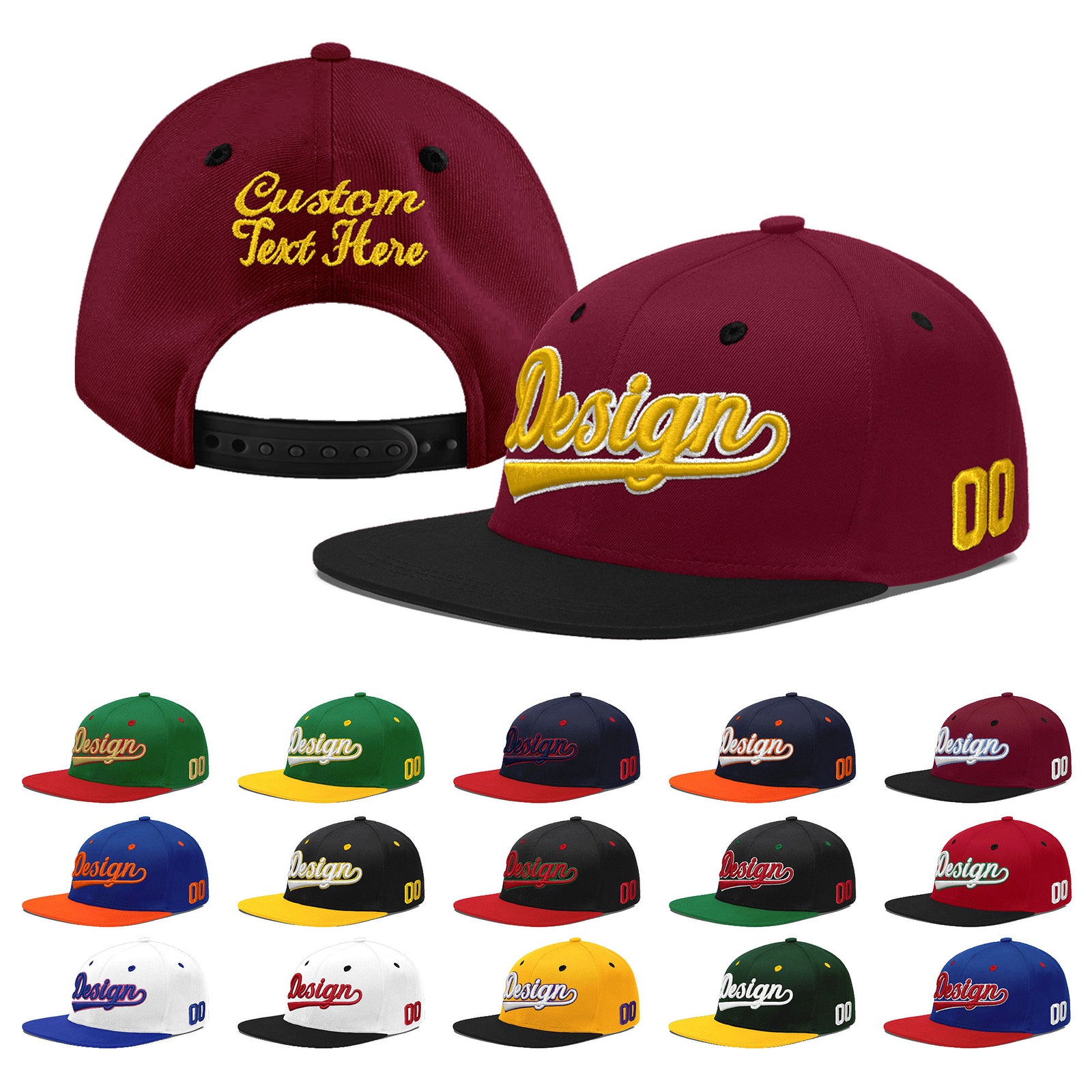 Custom Navy Orange 3D Puff Embroidery Flat Embroidery Casual Sport Baseball Cap