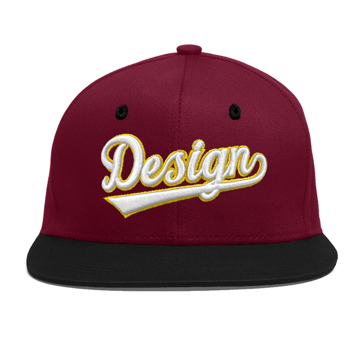 Custom Navy Orange 3D Puff Embroidery Flat Embroidery Casual Sport Baseball Cap