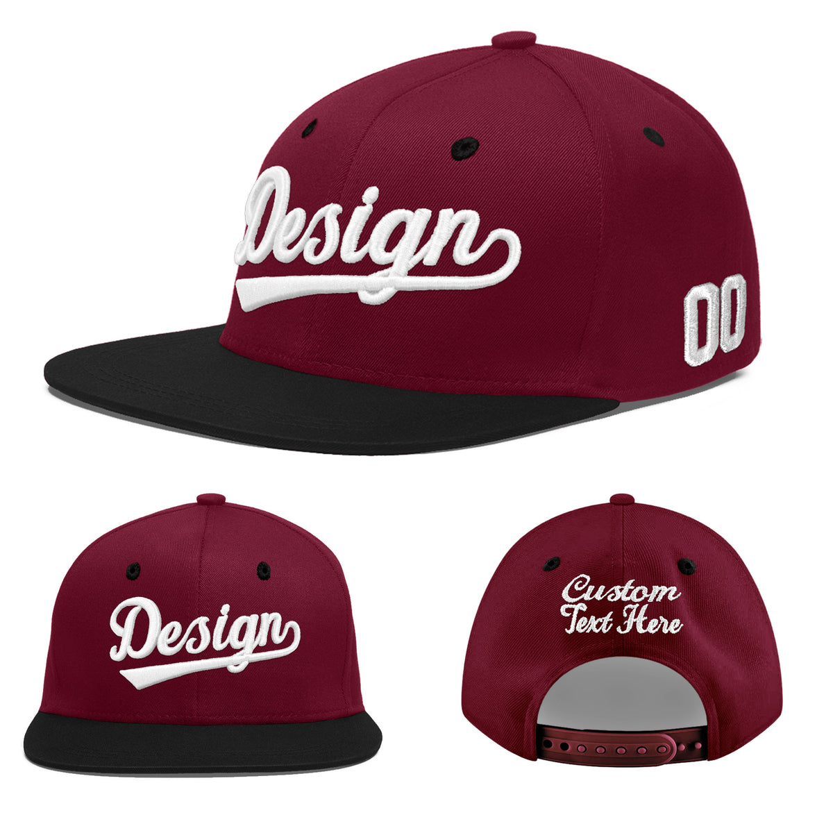 Custom Navy Orange 3D Puff Embroidery Flat Embroidery Casual Sport Baseball Cap