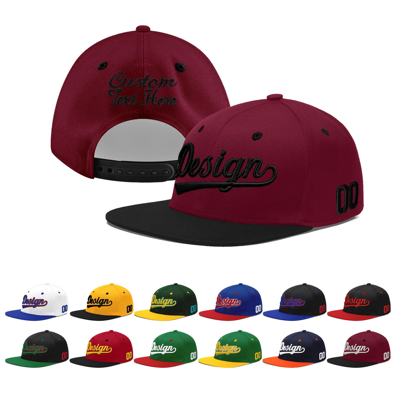 Custom Navy Orange 3D Puff Embroidery Flat Embroidery Casual Sport Baseball Cap