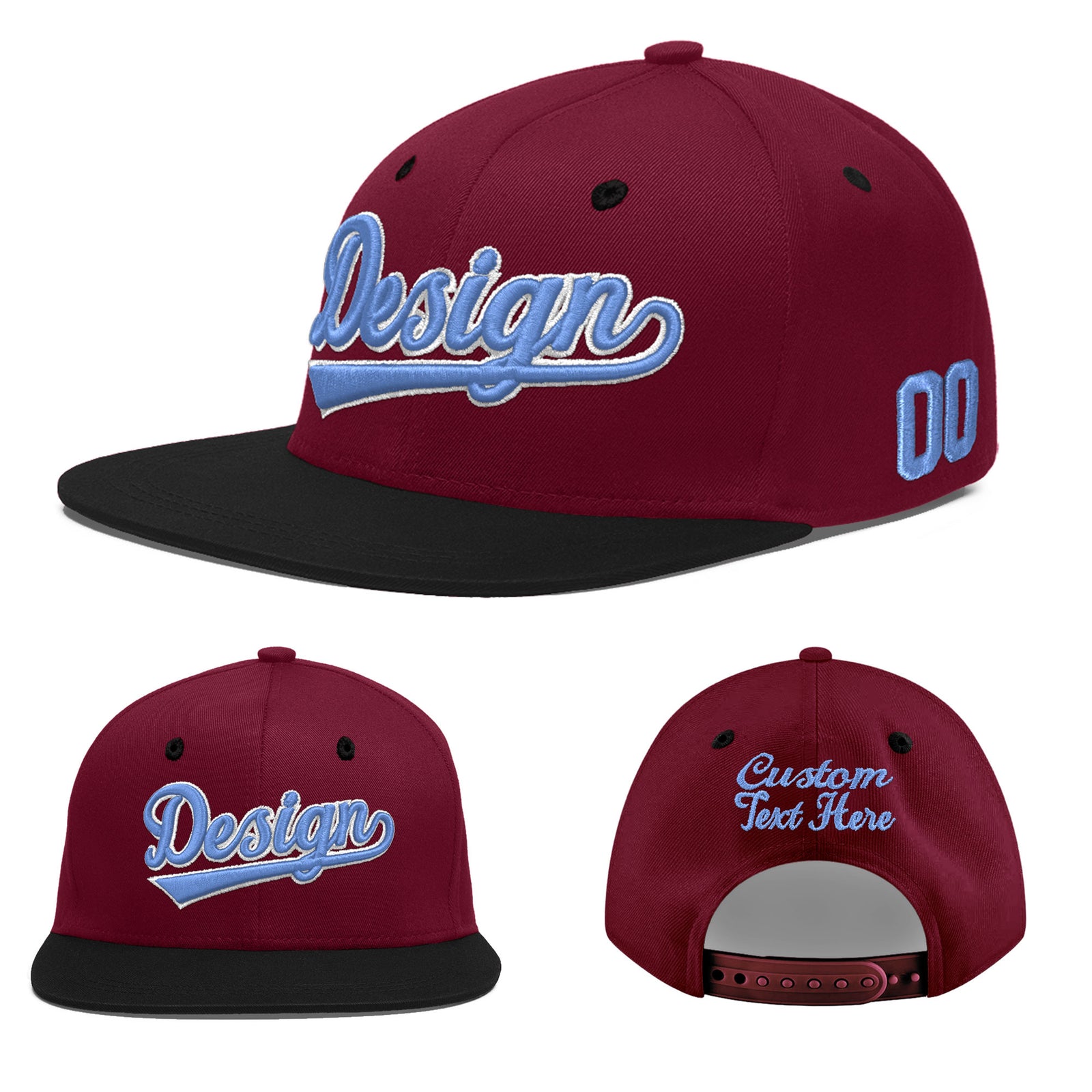 Custom Navy Orange 3D Puff Embroidery Flat Embroidery Casual Sport Baseball Cap