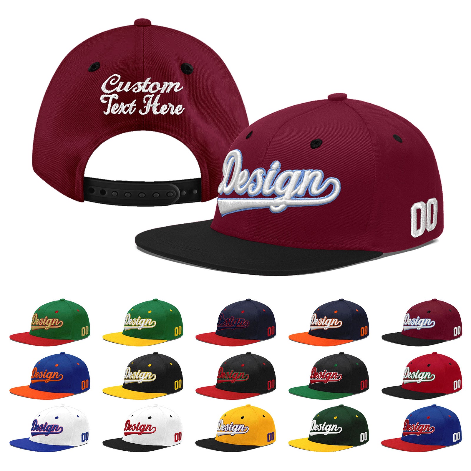 Custom Navy Orange 3D Puff Embroidery Flat Embroidery Casual Sport Baseball Cap