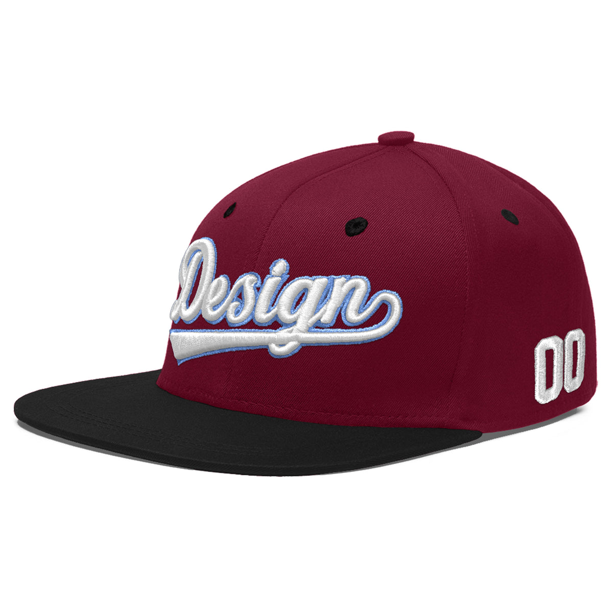 Custom Navy Orange 3D Puff Embroidery Flat Embroidery Casual Sport Baseball Cap
