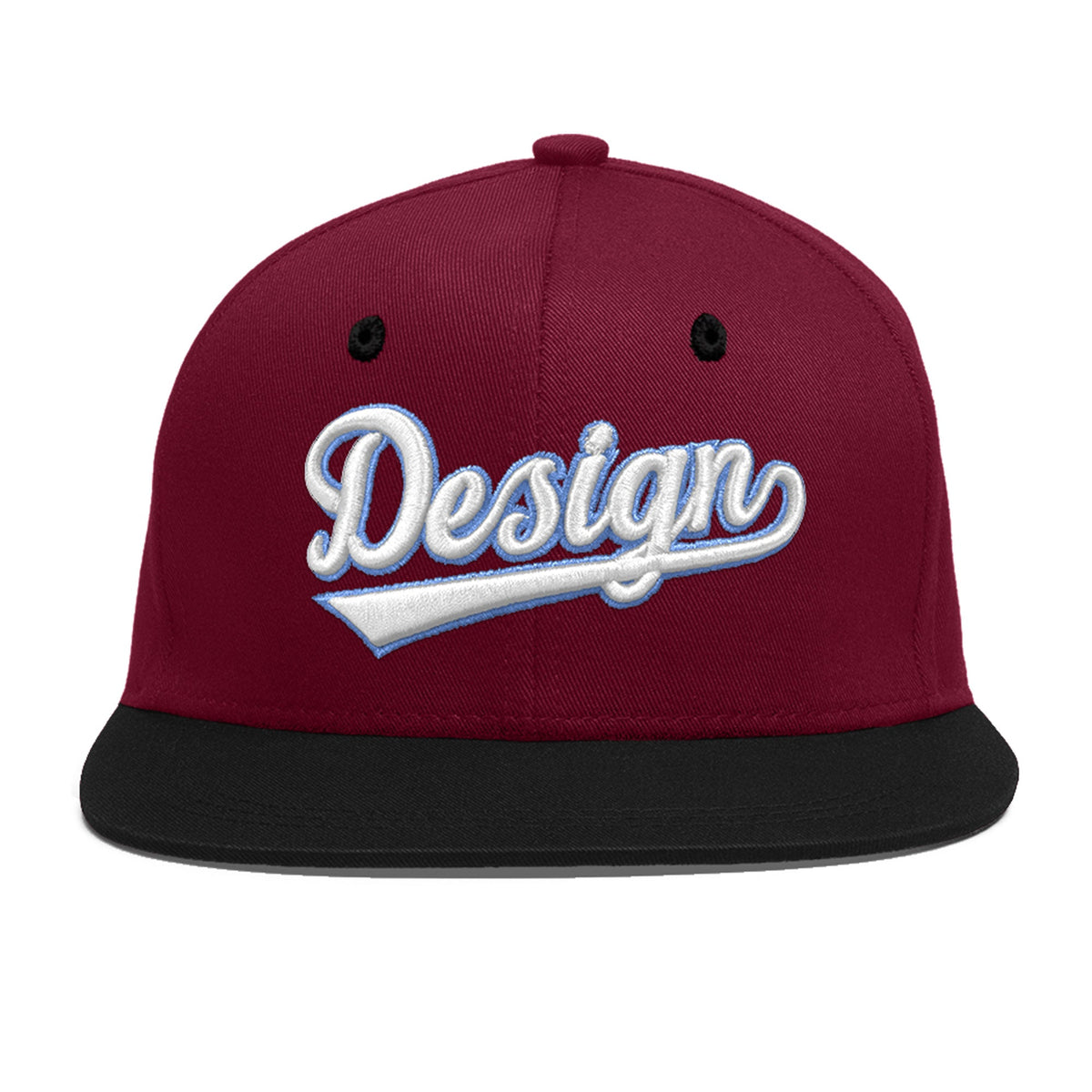 Custom Navy Orange 3D Puff Embroidery Flat Embroidery Casual Sport Baseball Cap