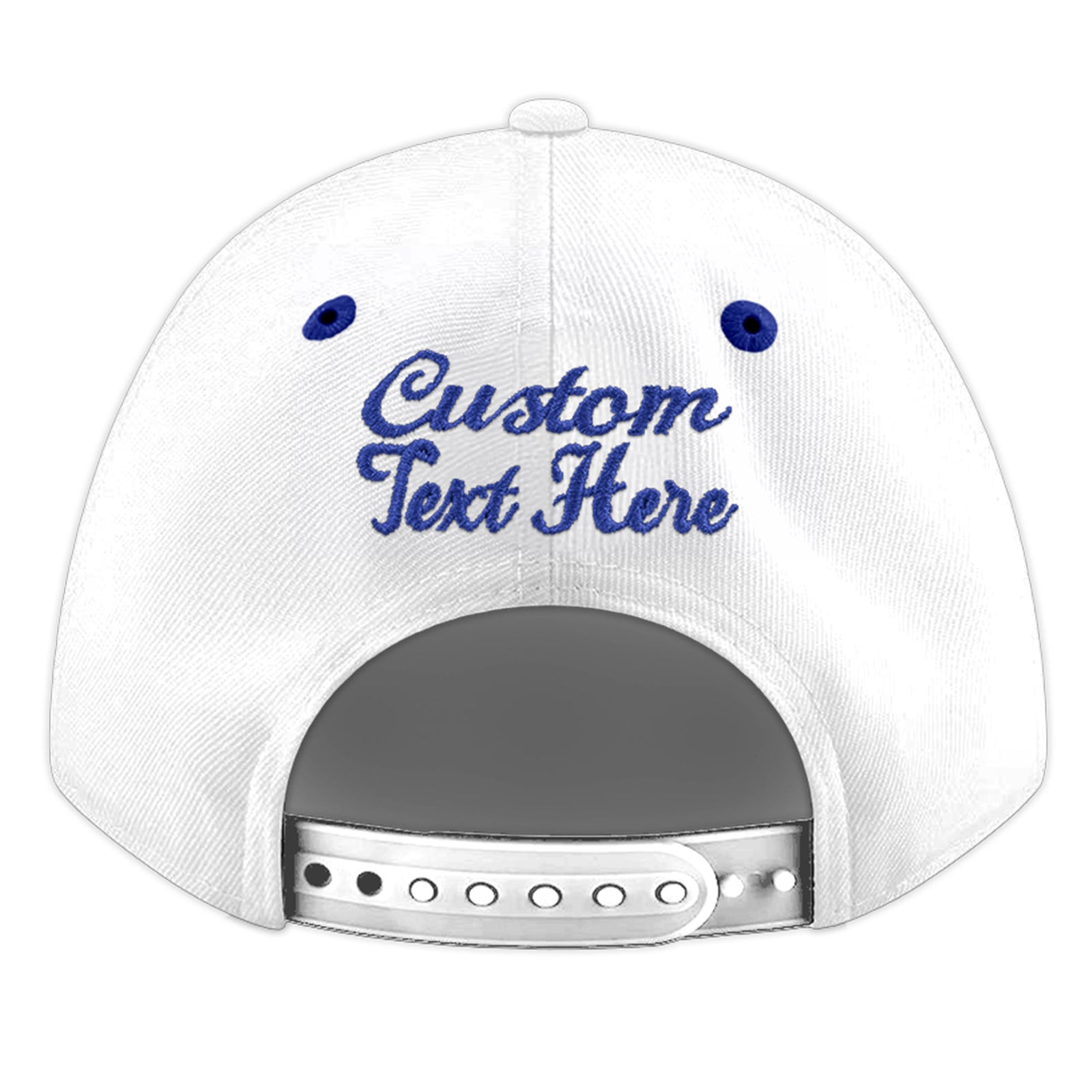 Custom White Royal Blue 3D Puff Embroidery Flat Embroidery Casual Sport Baseball Cap