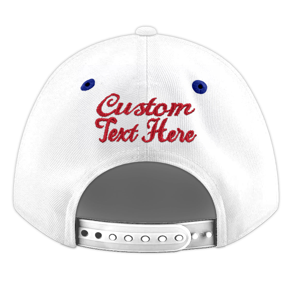 Custom White Royal Blue 3D Puff Embroidery Flat Embroidery Casual Sport Baseball Cap